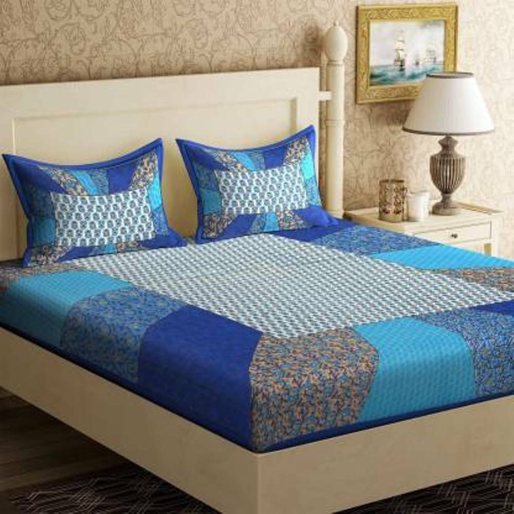     			WAR TRADE Cotton 1 Double Bedsheet with 2 Pillow Covers ( Multicolor )