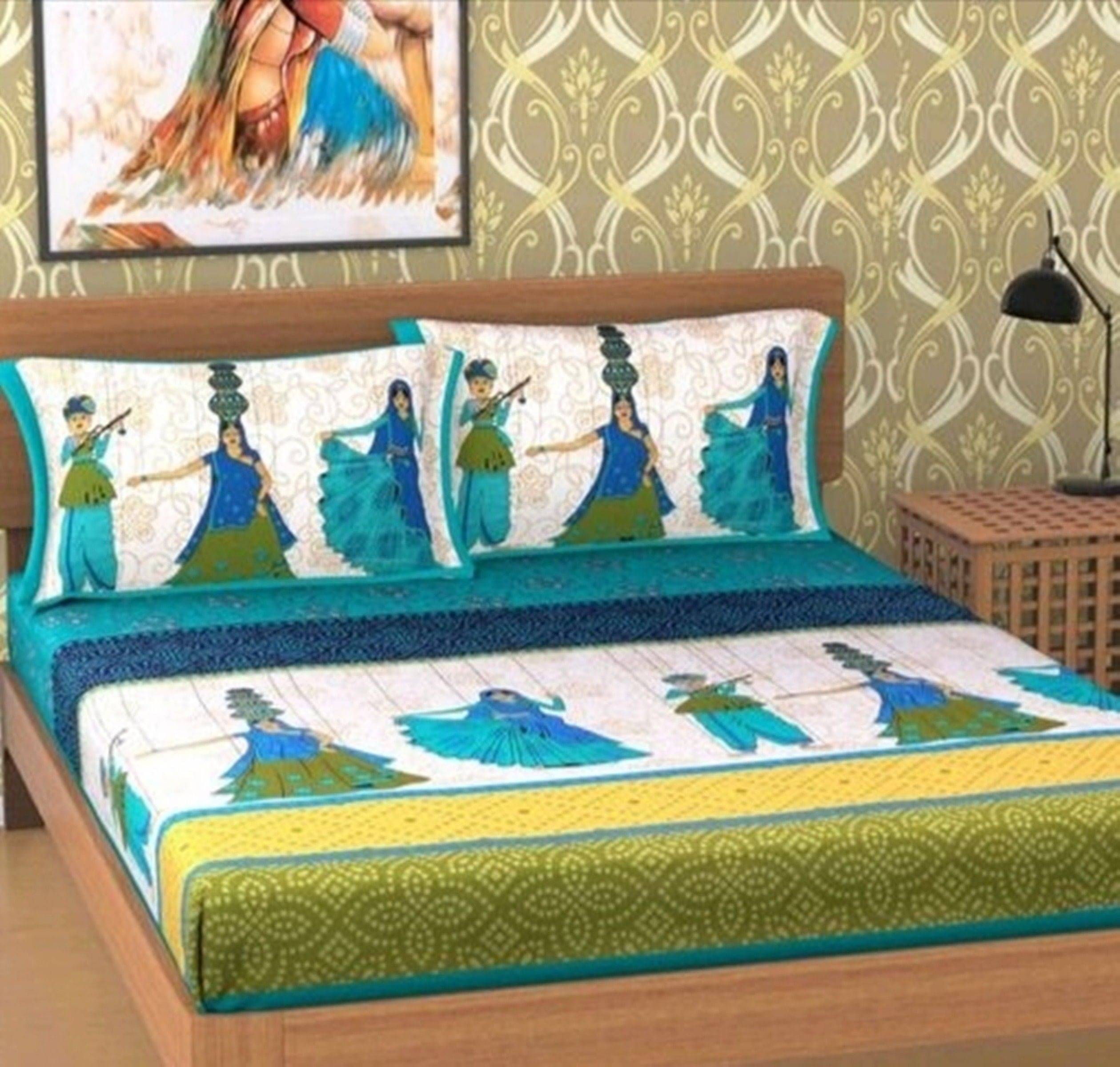 WAR TRADE Cotton 1 Double Bedsheet with 2 Pillow Covers ( Multicolor ) WAR TRADE Cotton 1 Double Bedsheet with 2 Pillow Covers ( Multicolor )