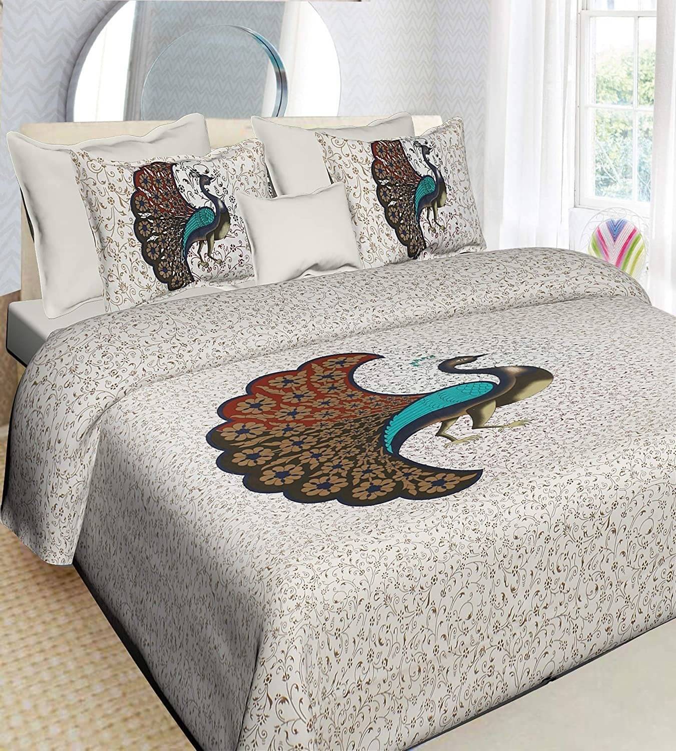     			WAR TRADE Cotton 1 Double Bedsheet with 2 Pillow Covers ( Grey )