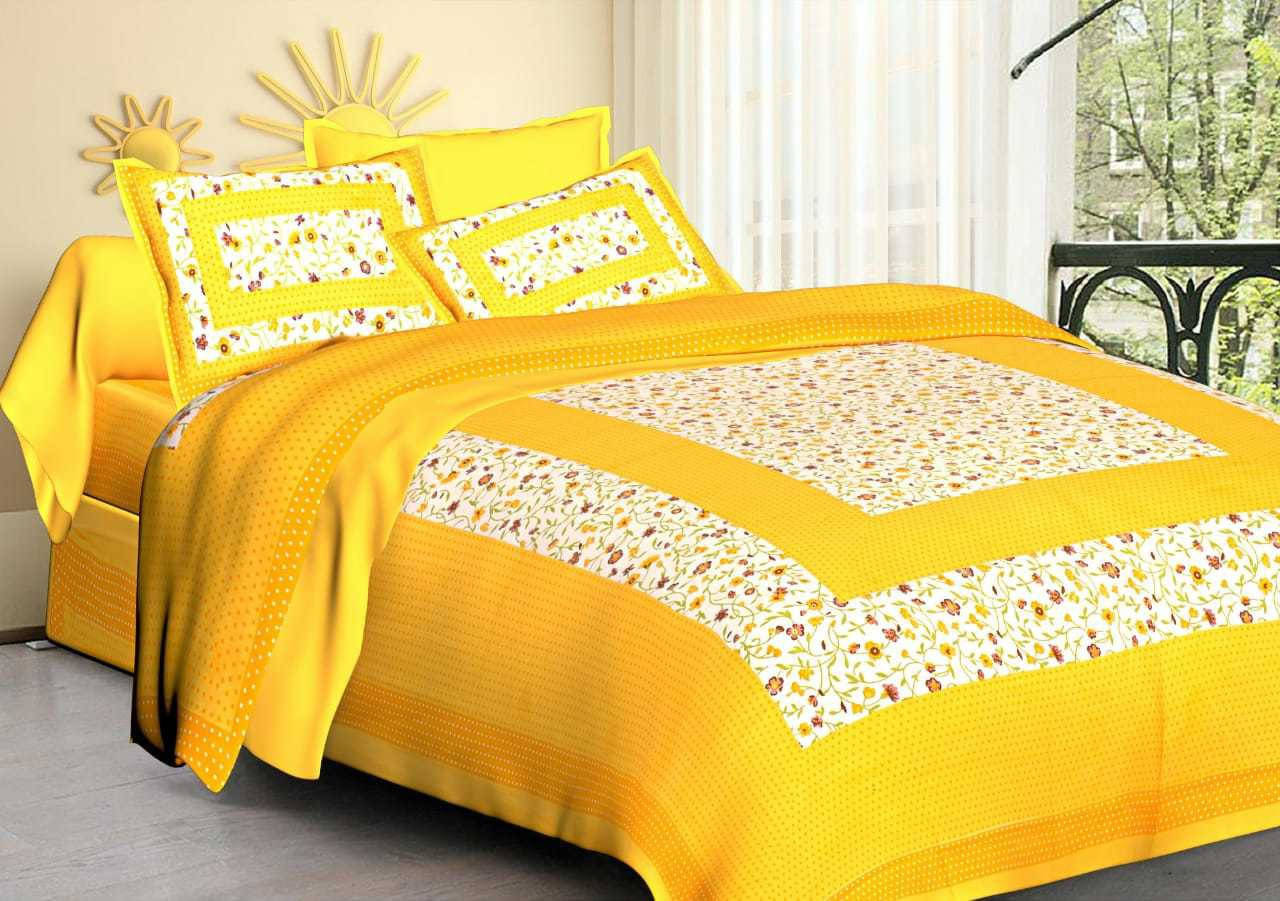 WAR TRADE Cotton 1 Double Bedsheet with 2 Pillow Covers ( Yellow ) WAR TRADE Cotton 1 Double Bedsheet with 2 Pillow Covers ( Yellow )