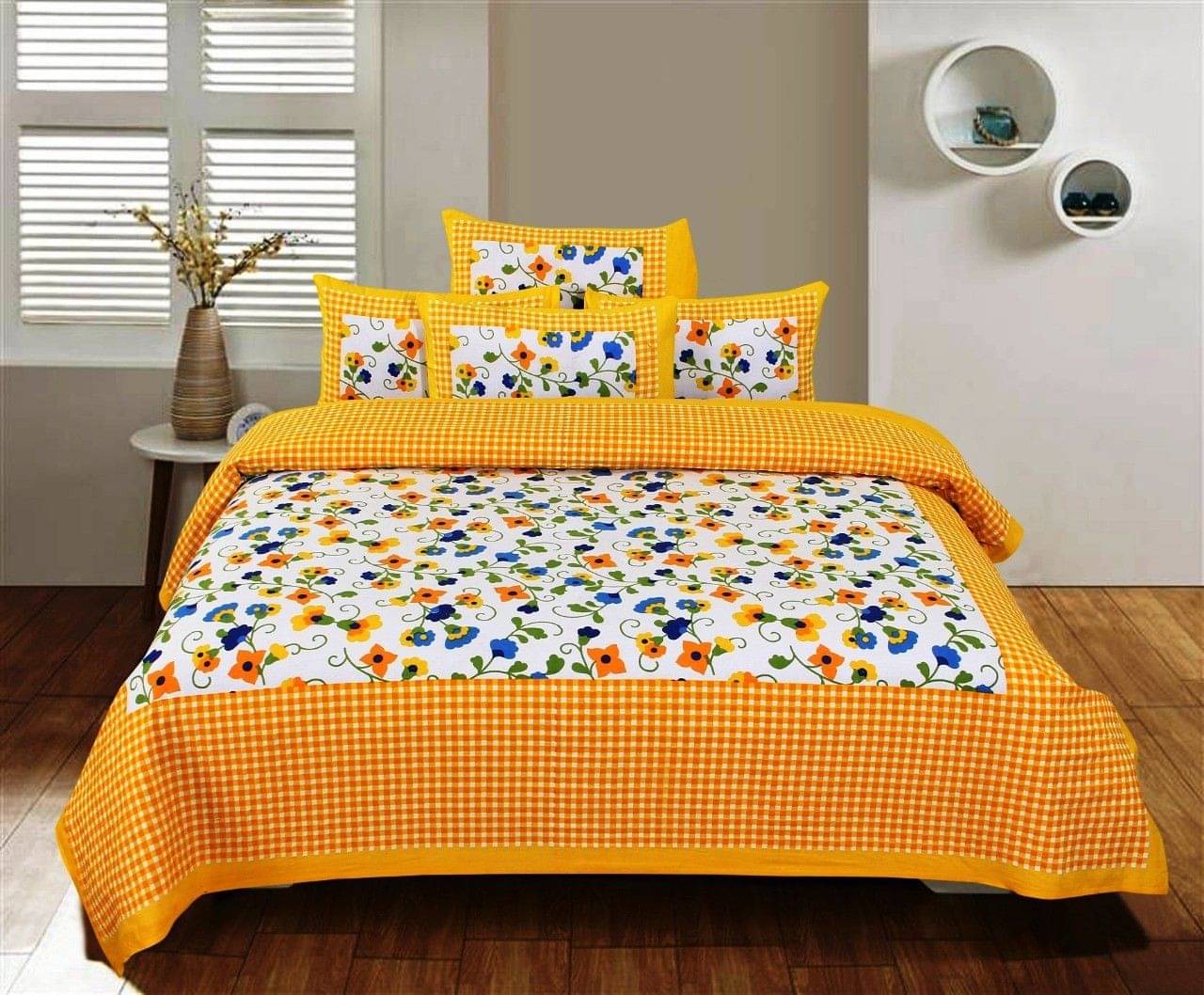 WAR TRADE Cotton 1 Double Bedsheet with 2 Pillow Covers ( Multicolor )     			WAR TRADE Cotton 1 Double Bedsheet with 2 Pillow Covers ( Multicolor )