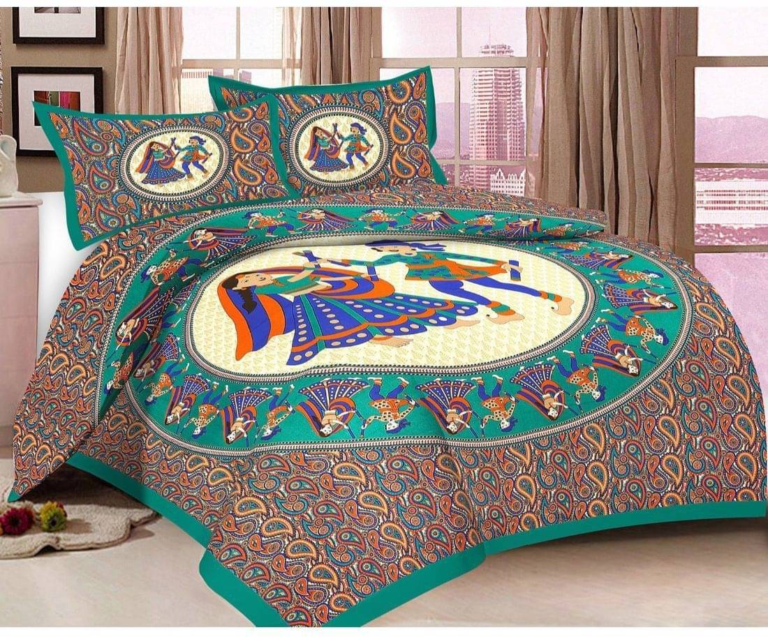     			WAR TRADE Cotton 1 Single Bedsheet with 1 Pillow Cover ( Blue )