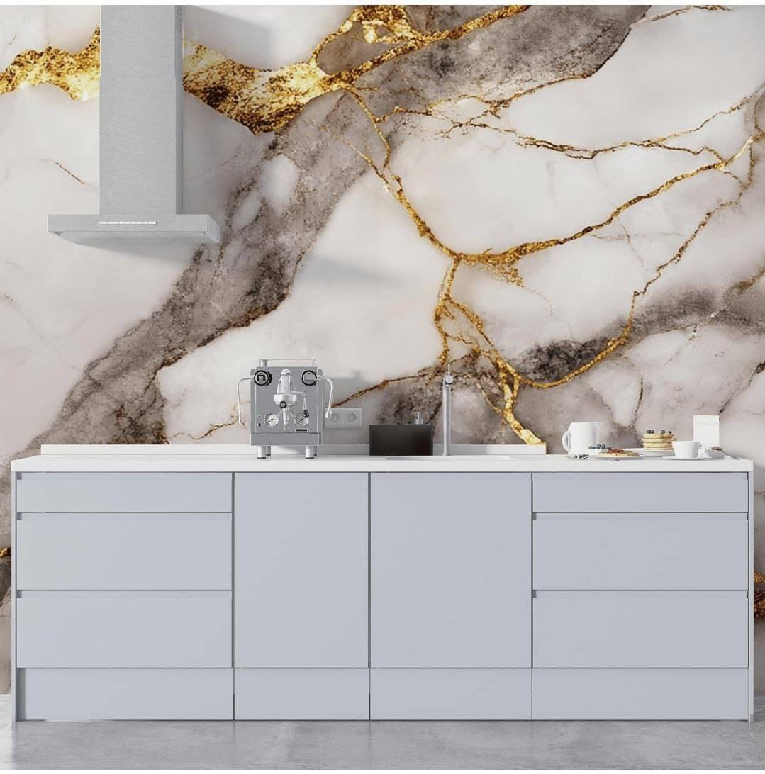     			WRUNJI, WHITE BLACK GOLD Self-Adhesive Wallpaper Waterproof Old Furniture Vinyl Stickers Wooden Door Wardrobe Desktop PVC Wall Papers(60*200)