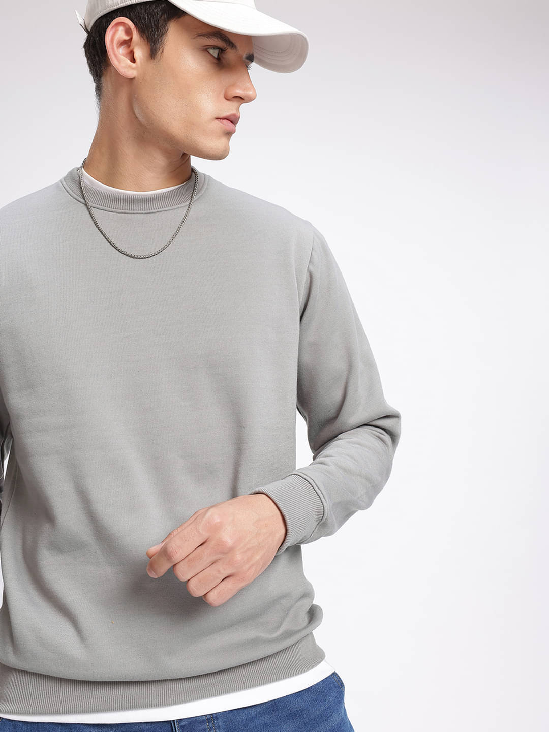     			XYRIS Cotton Blend Round Neck Men's Sweatshirt - Grey ( Pack of 1 )