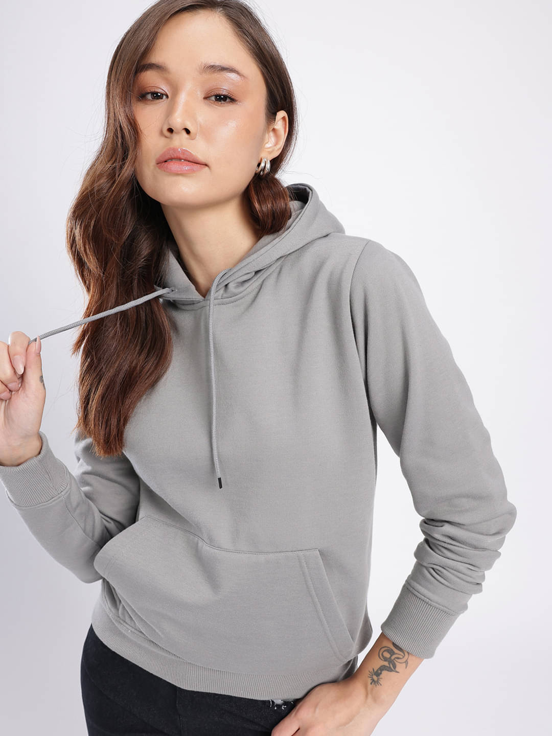     			XYRIS Women's Cotton Blend Hooded Sweatshirt ( Grey )