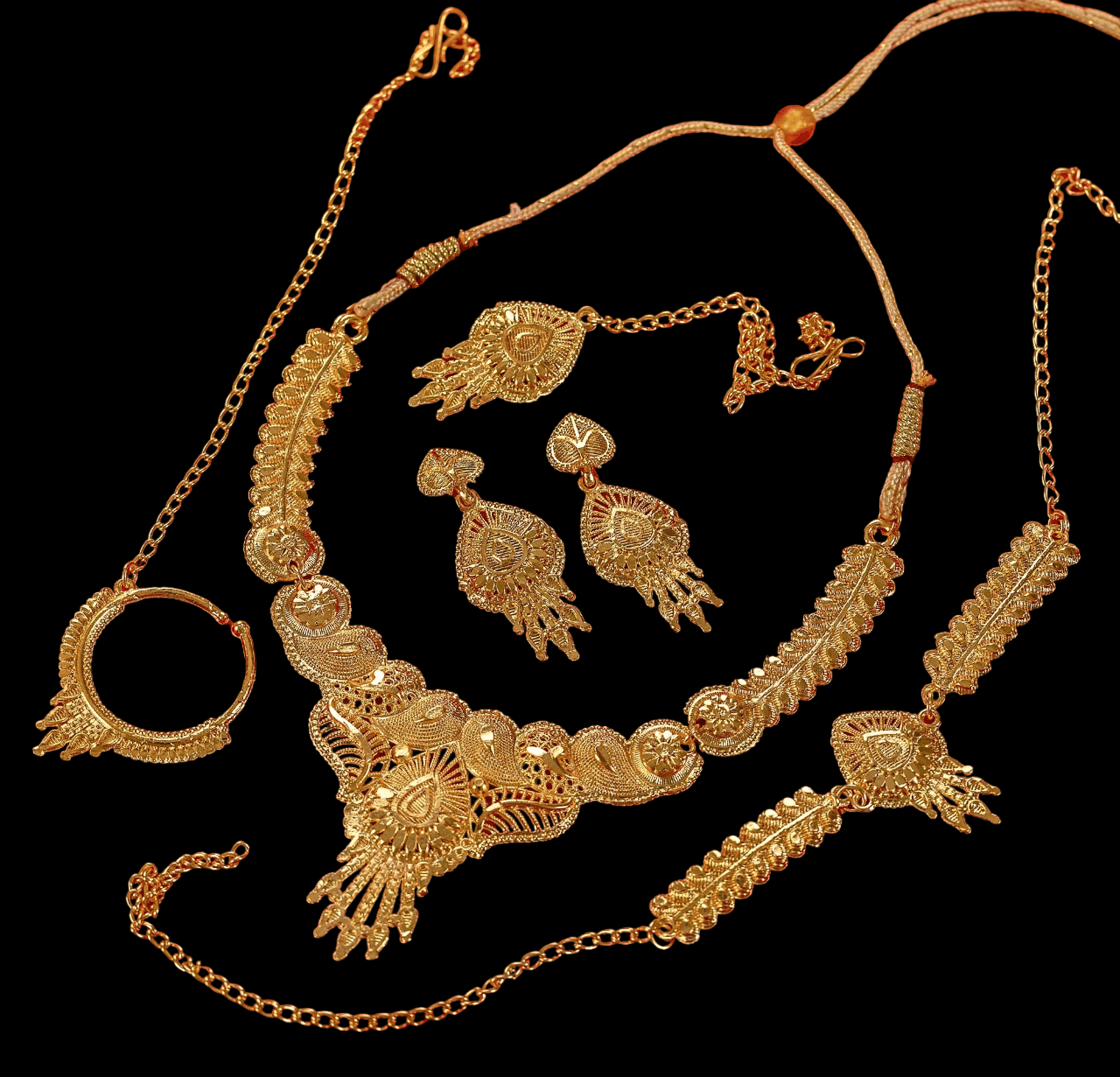     			Yash Impex Gold Brass Necklace Set ( Pack of 1 )