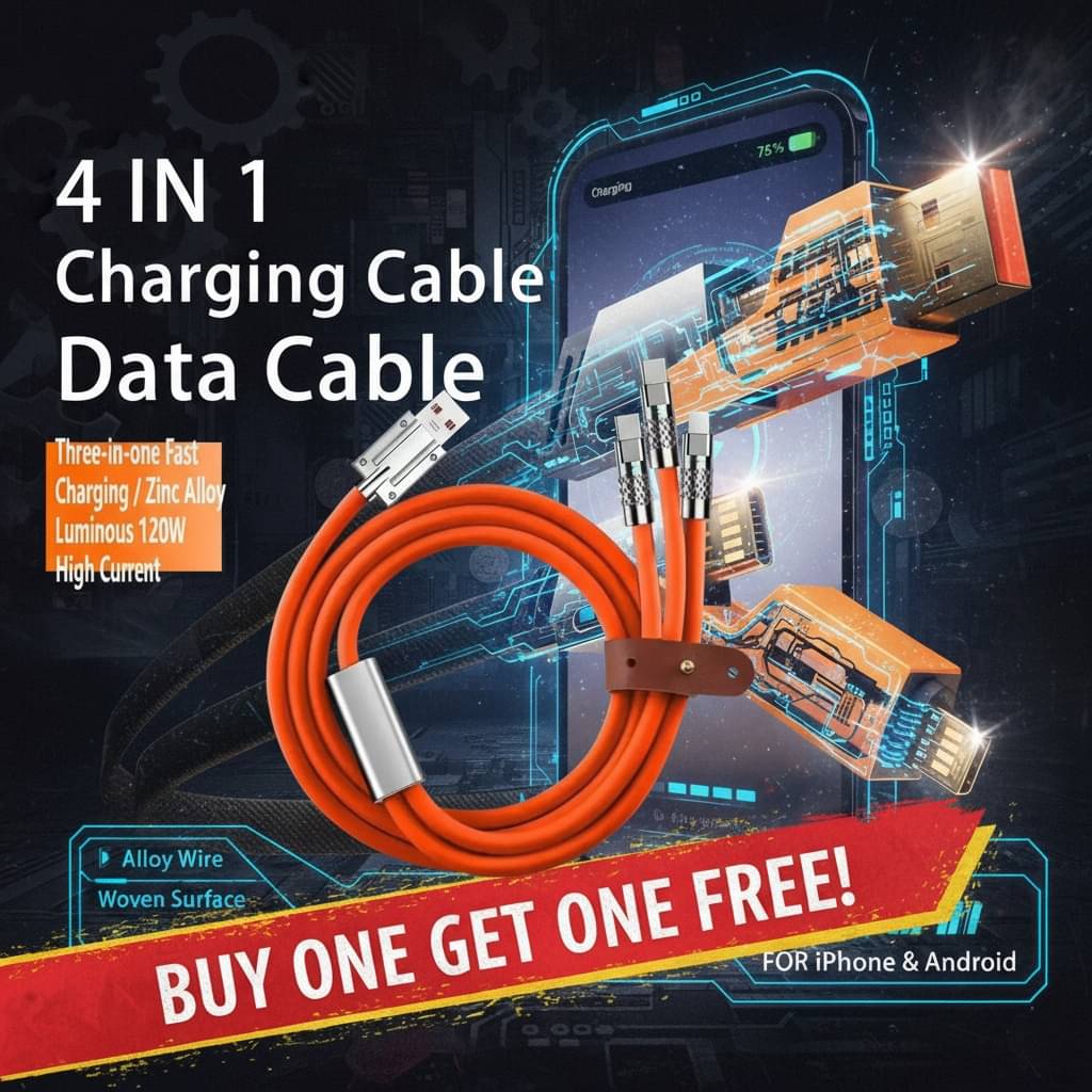     			3-in-1 Multi Device Fast Charging Data Cable pack 1 off combo