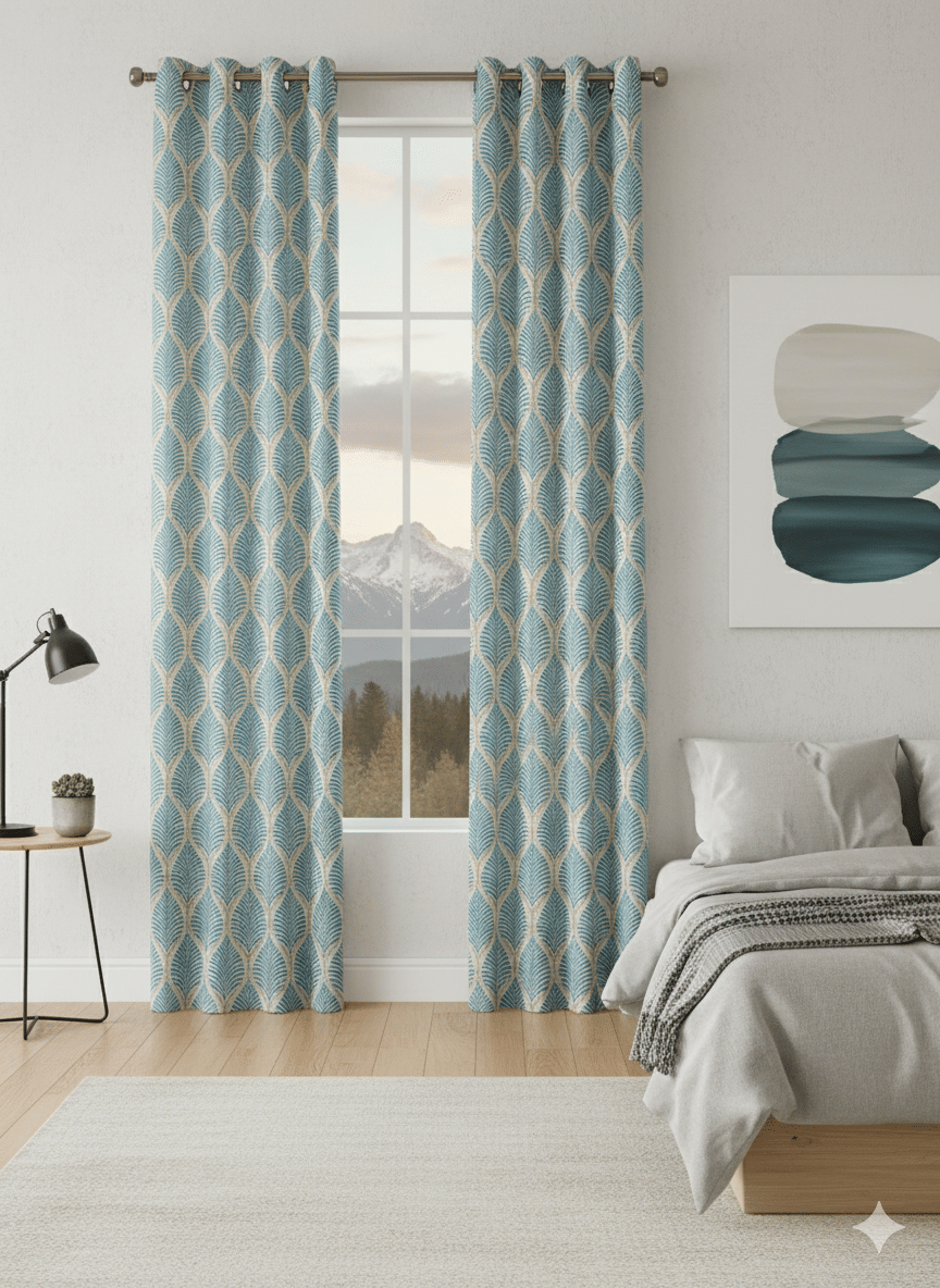 AADI TRADERS Solid Semi-Transparent Eyelet Curtain 5 ft ( Pack of 2 ) - Blue AADI TRADERS Solid Semi-Transparent Eyelet Curtain 5 ft ( Pack of 2 ) - Blue