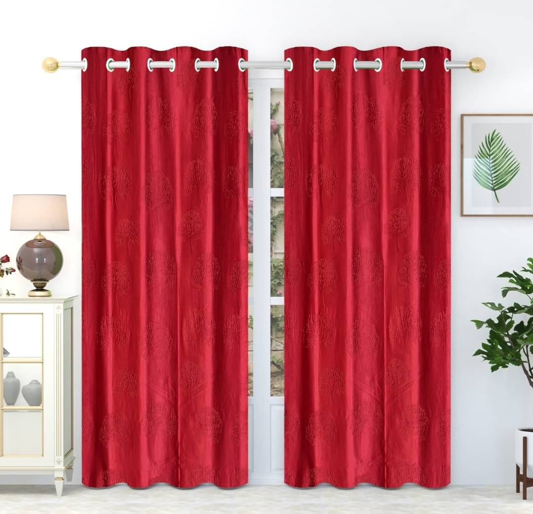 AADI TRADERS Solid Semi-Transparent Eyelet Curtain 7 ft ( Pack of 2 ) - Maroon AADI TRADERS Solid Semi-Transparent Eyelet Curtain 7 ft ( Pack of 2 ) - Maroon