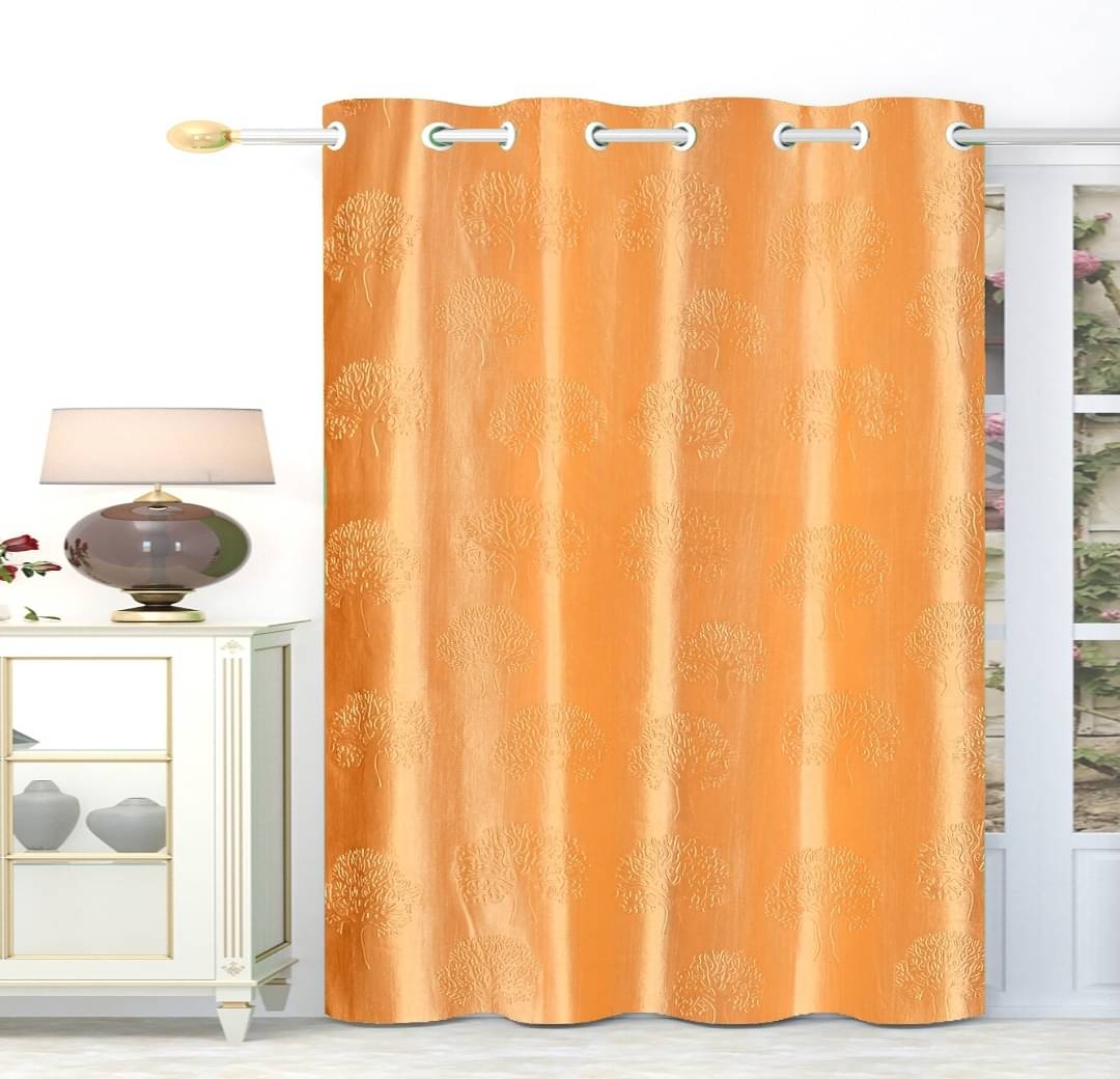     			AADI TRADERS Solid Semi-Transparent Eyelet Curtain 5 ft ( Pack of 1 ) - Gold