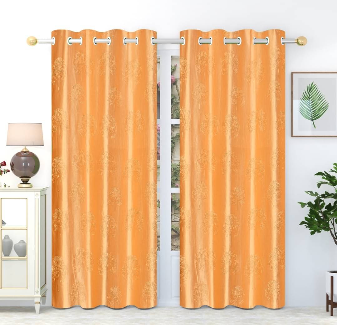 AADI TRADERS Solid Semi-Transparent Eyelet Curtain 5 ft ( Pack of 2 ) - Gold AADI TRADERS Solid Semi-Transparent Eyelet Curtain 5 ft ( Pack of 2 ) - Gold