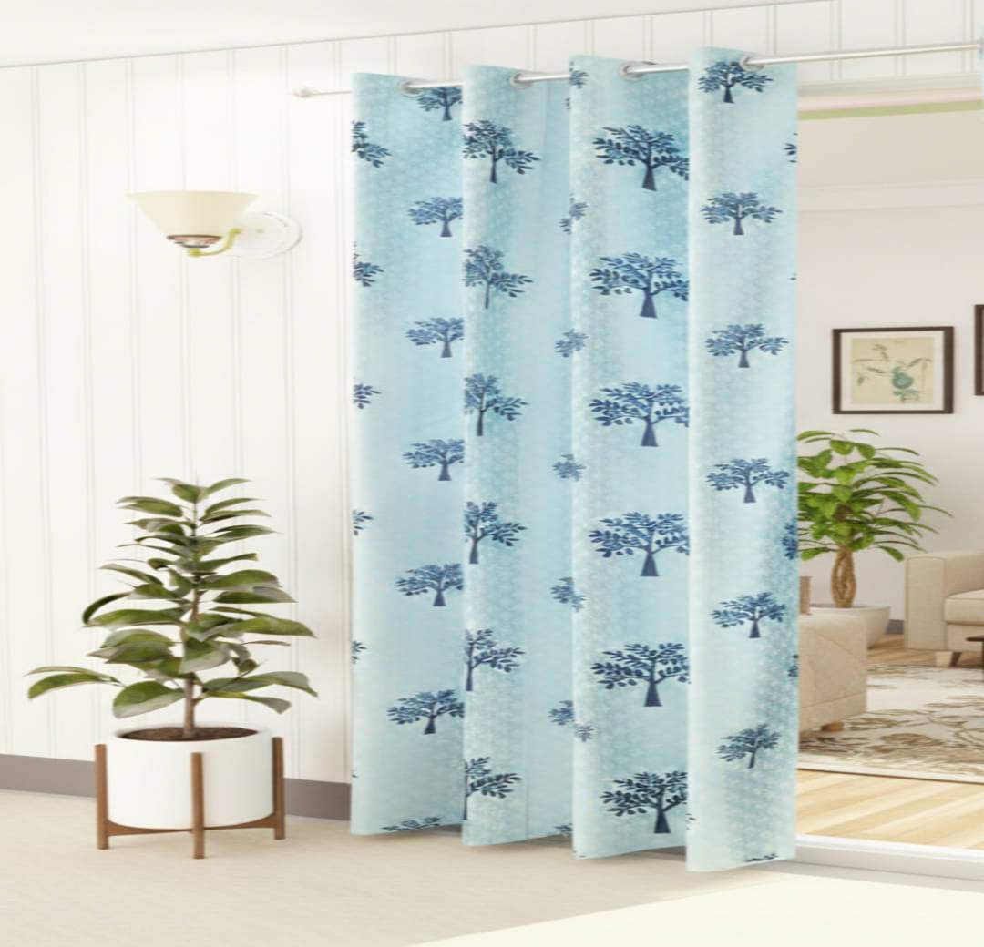     			AADI TRADERS Solid Semi-Transparent Eyelet Curtain 5 ft ( Pack of 1 ) - Aqua