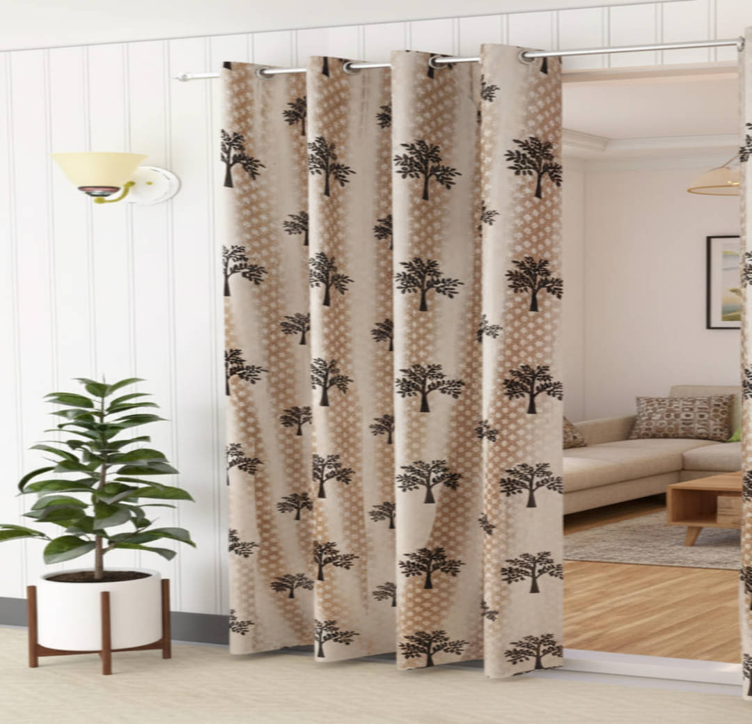     			AADI TRADERS Solid Semi-Transparent Eyelet Curtain 5 ft ( Pack of 1 ) - Brown