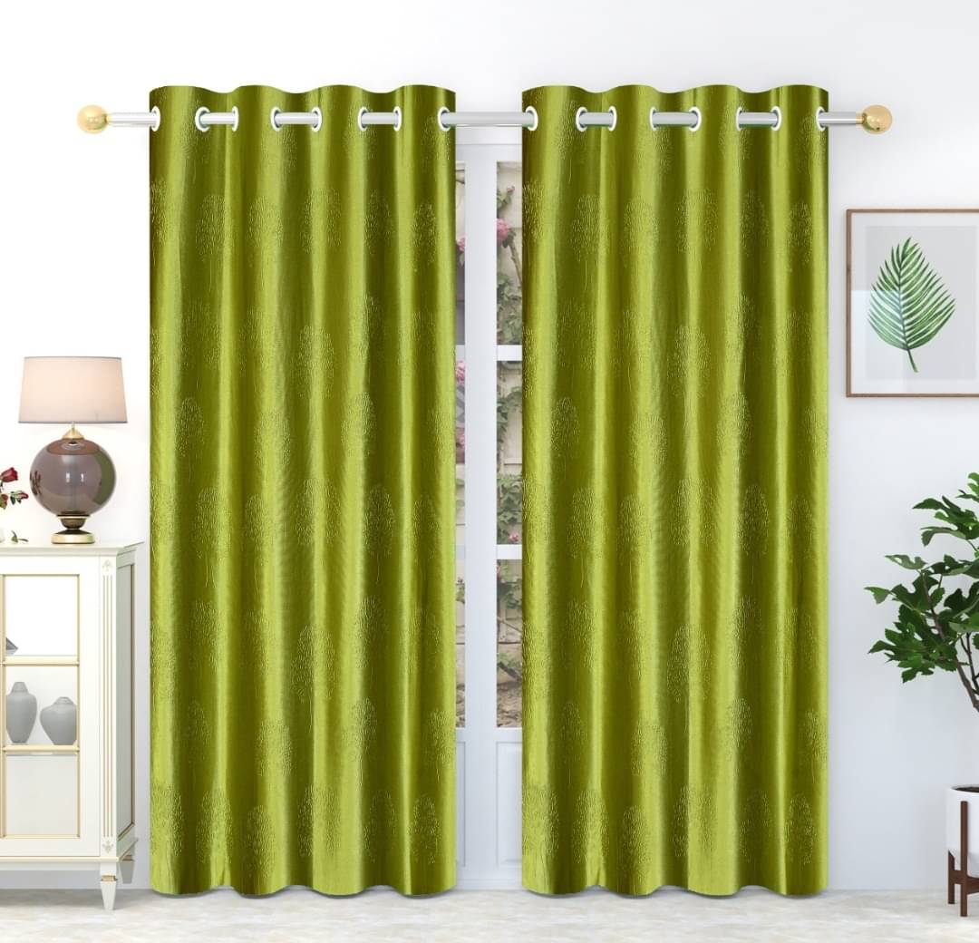 AADI TRADERS Solid Semi-Transparent Eyelet Curtain 9 ft ( Pack of 2 ) - Green AADI TRADERS Solid Semi-Transparent Eyelet Curtain 9 ft ( Pack of 2 ) - Green