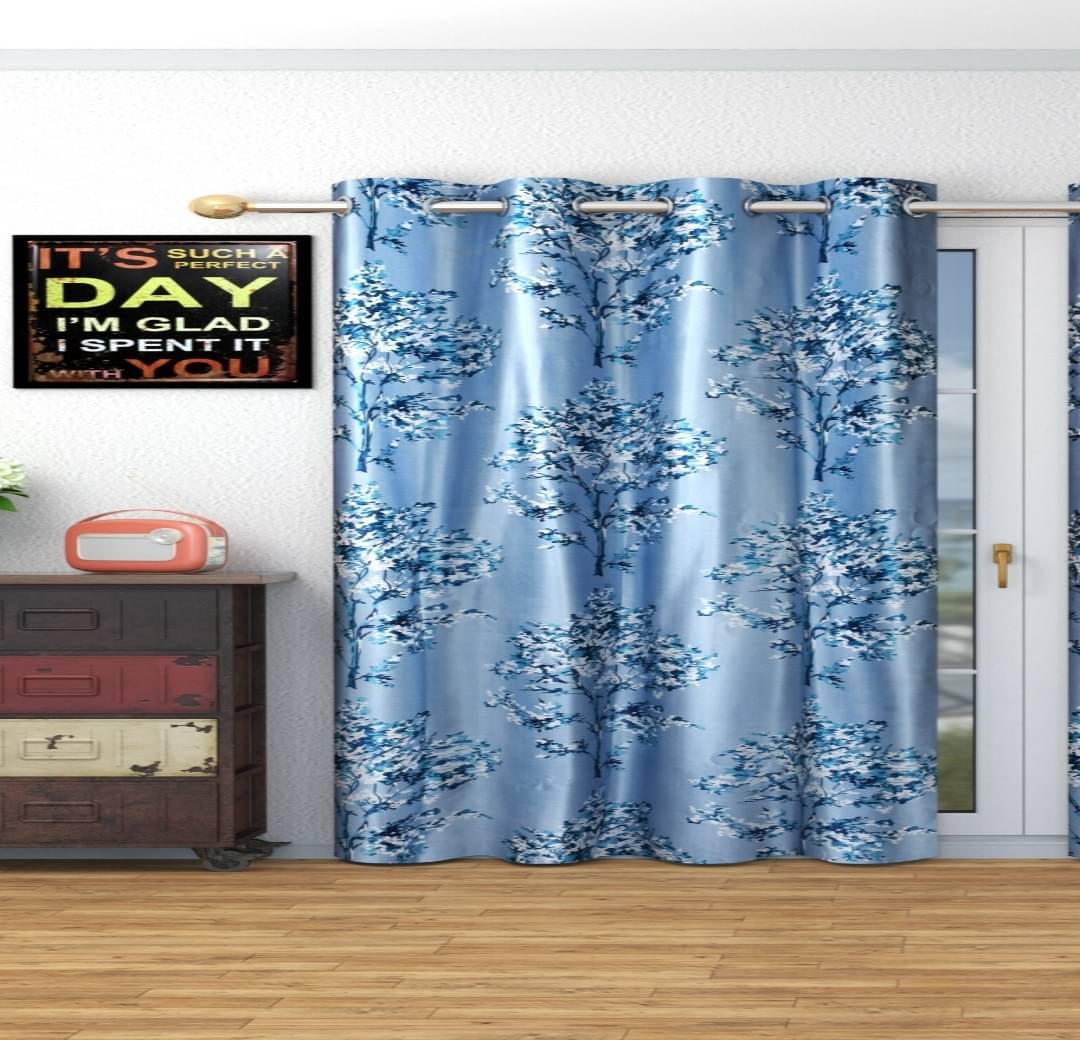     			AADI TRADERS Solid Semi-Transparent Eyelet Curtain 5 ft ( Pack of 1 ) - Blue