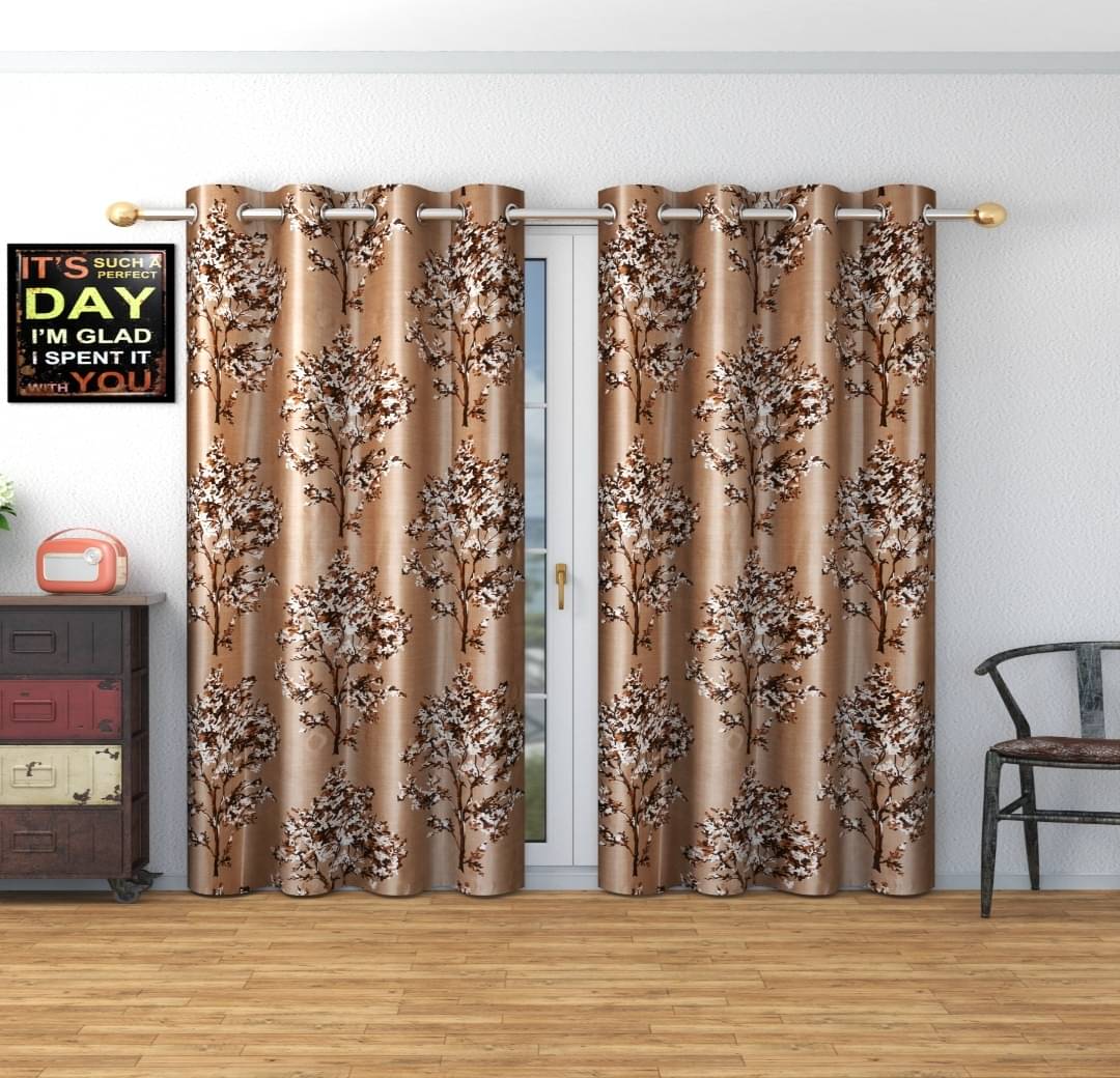     			AADI TRADERS Solid Semi-Transparent Eyelet Curtain 9 ft ( Pack of 2 ) - Brown