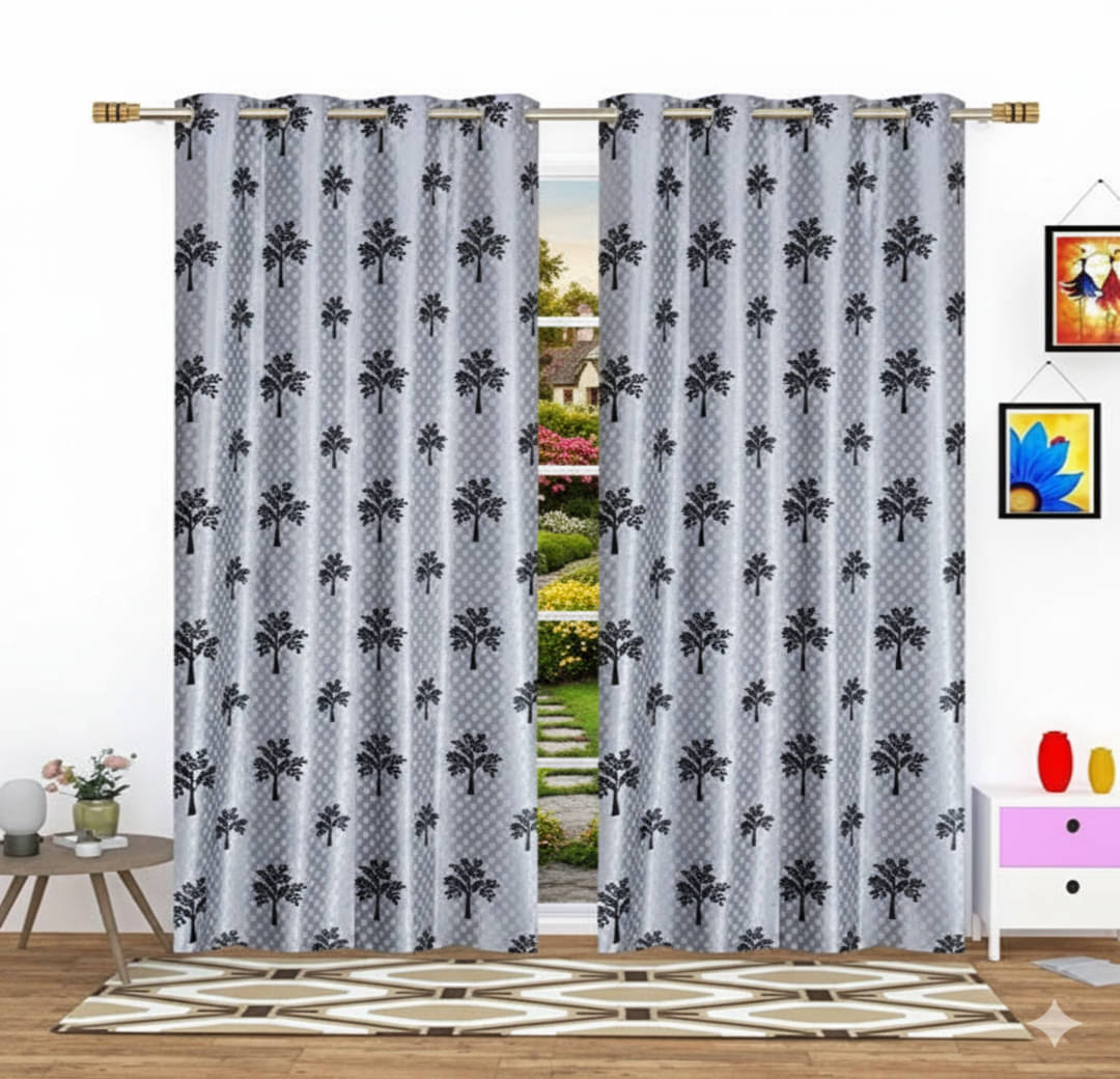 AADI TRADERS Solid Semi-Transparent Eyelet Curtain 5 ft ( Pack of 2 ) - Grey AADI TRADERS Solid Semi-Transparent Eyelet Curtain 5 ft ( Pack of 2 ) - Grey