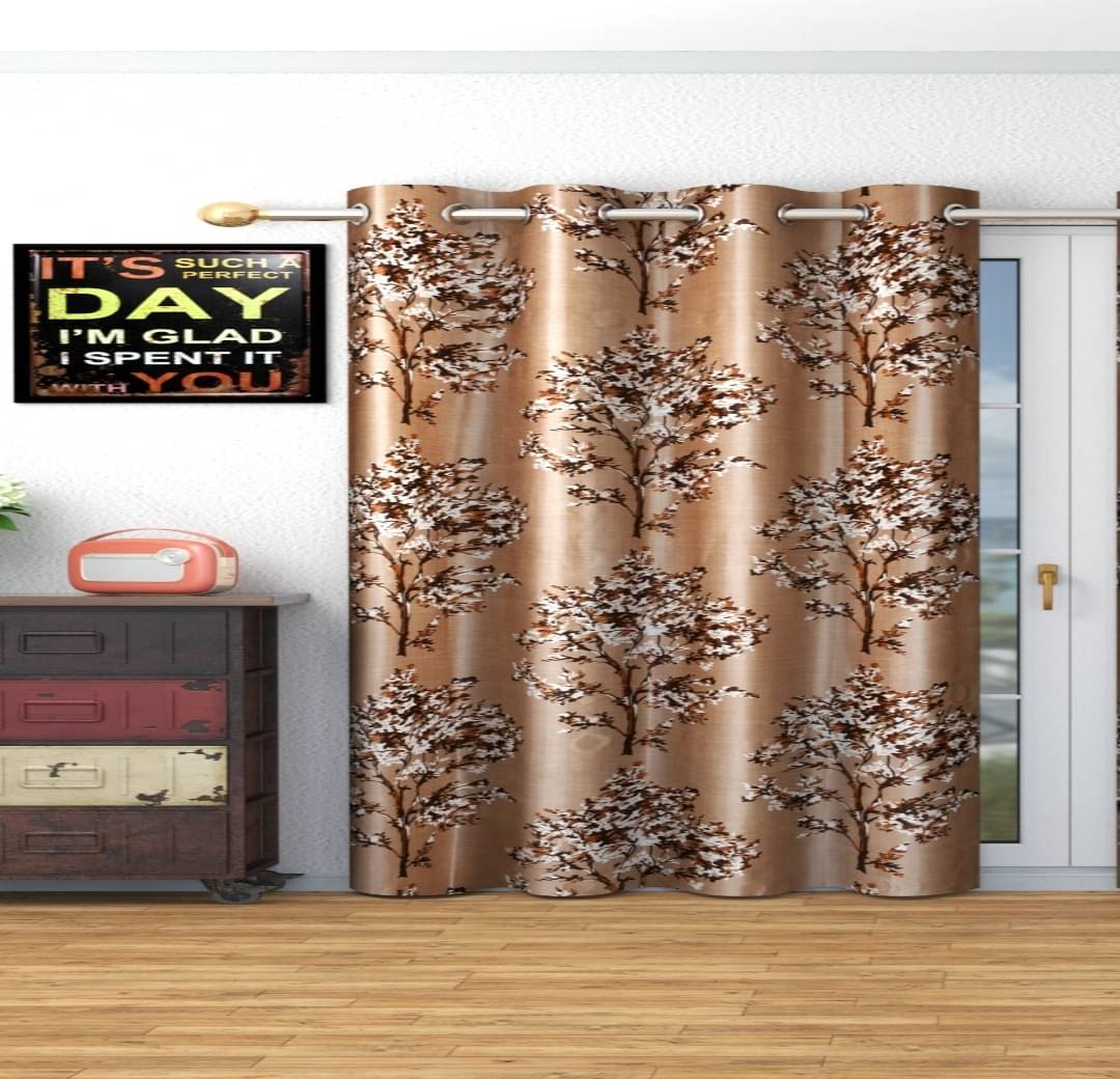     			AADI TRADERS Solid Semi-Transparent Eyelet Curtain 9 ft ( Pack of 1 ) - Brown