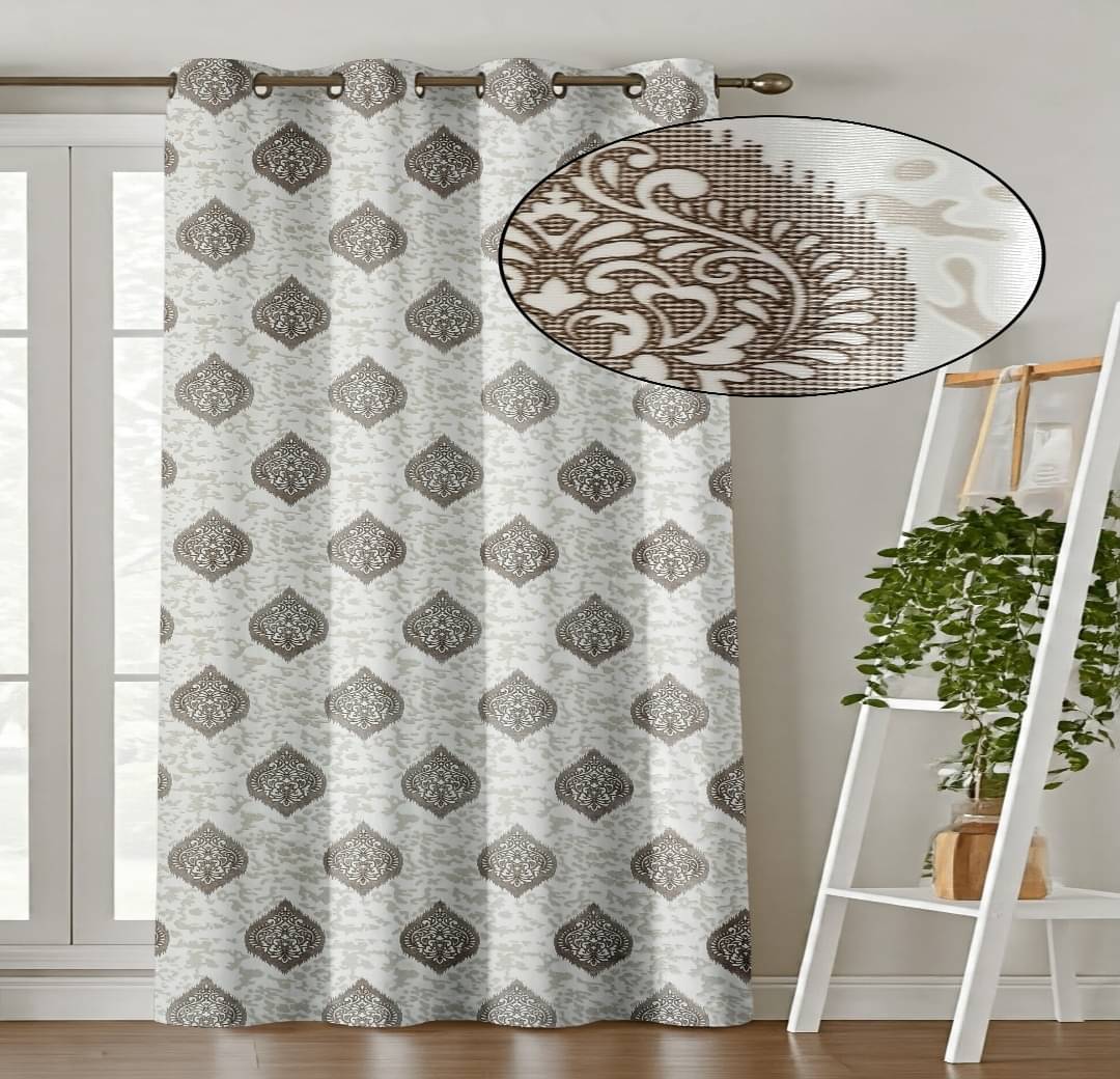     			AADI TRADERS Solid Semi-Transparent Eyelet Curtain 9 ft ( Pack of 1 ) - Brown