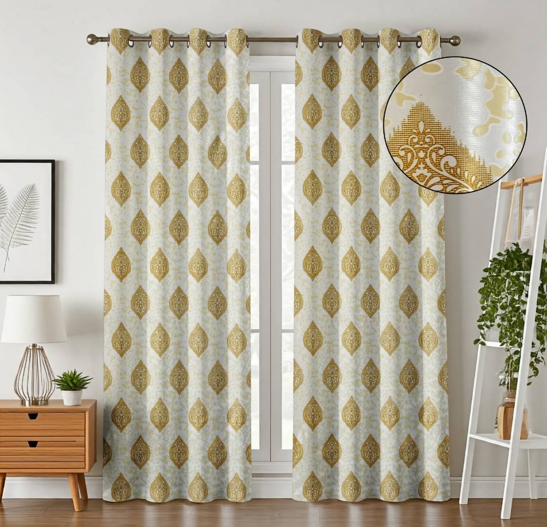     			AADI TRADERS Solid Semi-Transparent Eyelet Curtain 9 ft ( Pack of 2 ) - Yellow