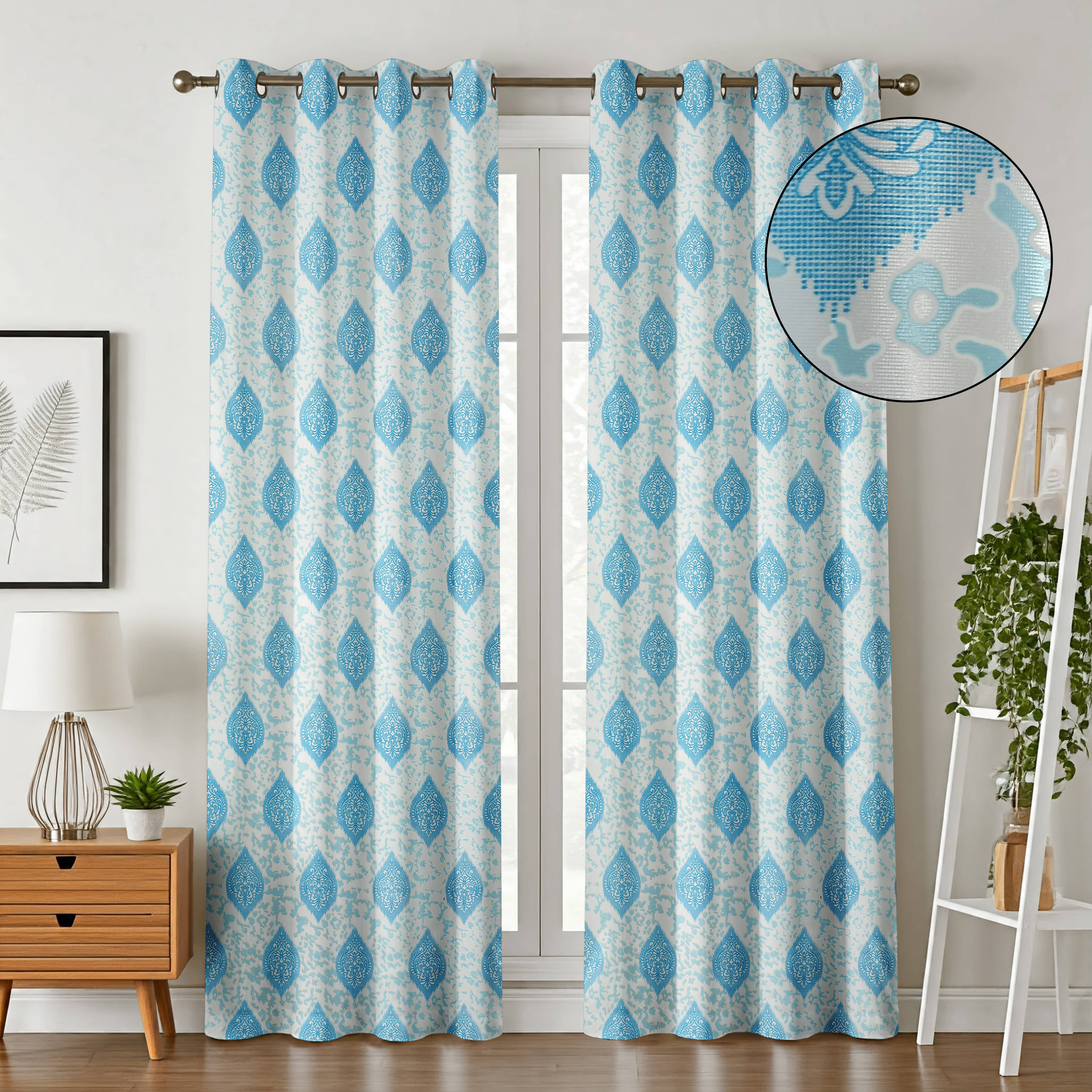     			AADI TRADERS Solid Semi-Transparent Eyelet Curtain 7 ft ( Pack of 2 ) - Blue