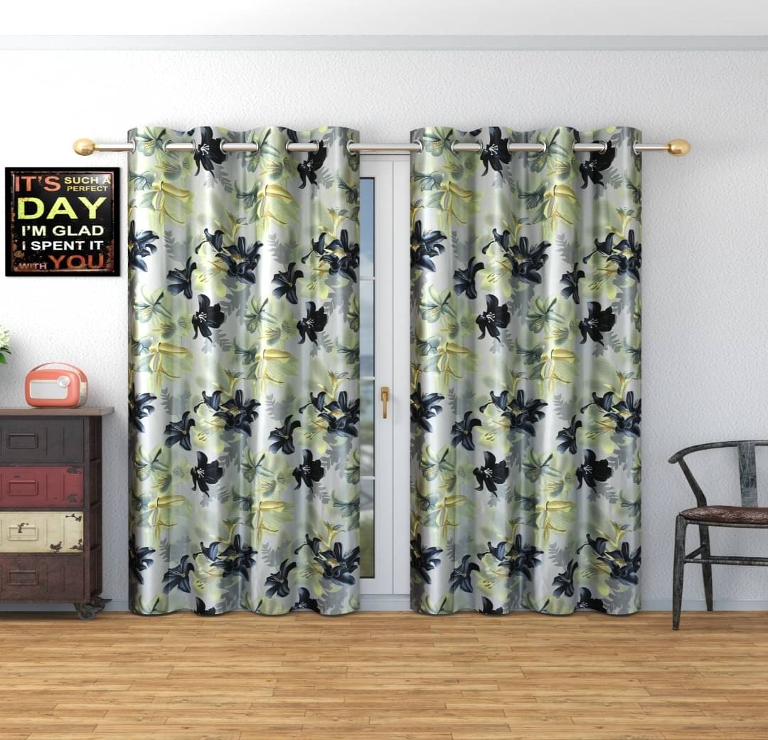 AADI TRADERS Solid Semi-Transparent Eyelet Curtain 9 ft ( Pack of 2 ) - Green AADI TRADERS Solid Semi-Transparent Eyelet Curtain 9 ft ( Pack of 2 ) - Green