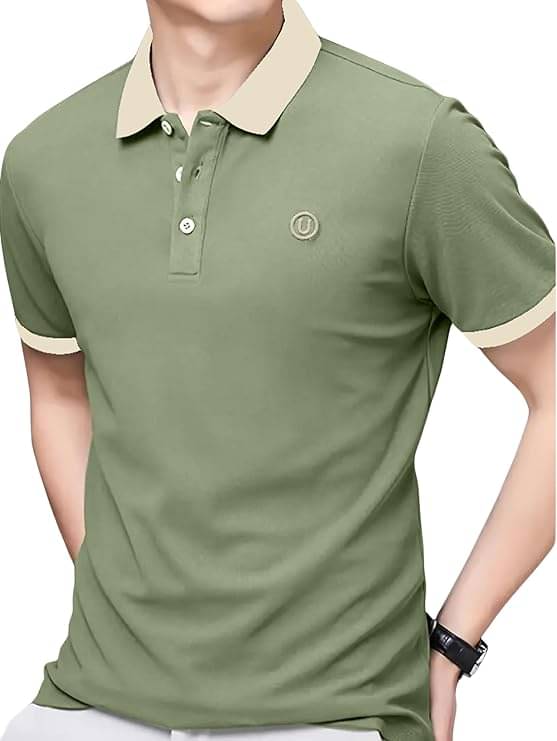     			AAPSKA Men Polyester Regular Fit Self Design Polo T Shirt ( Green )