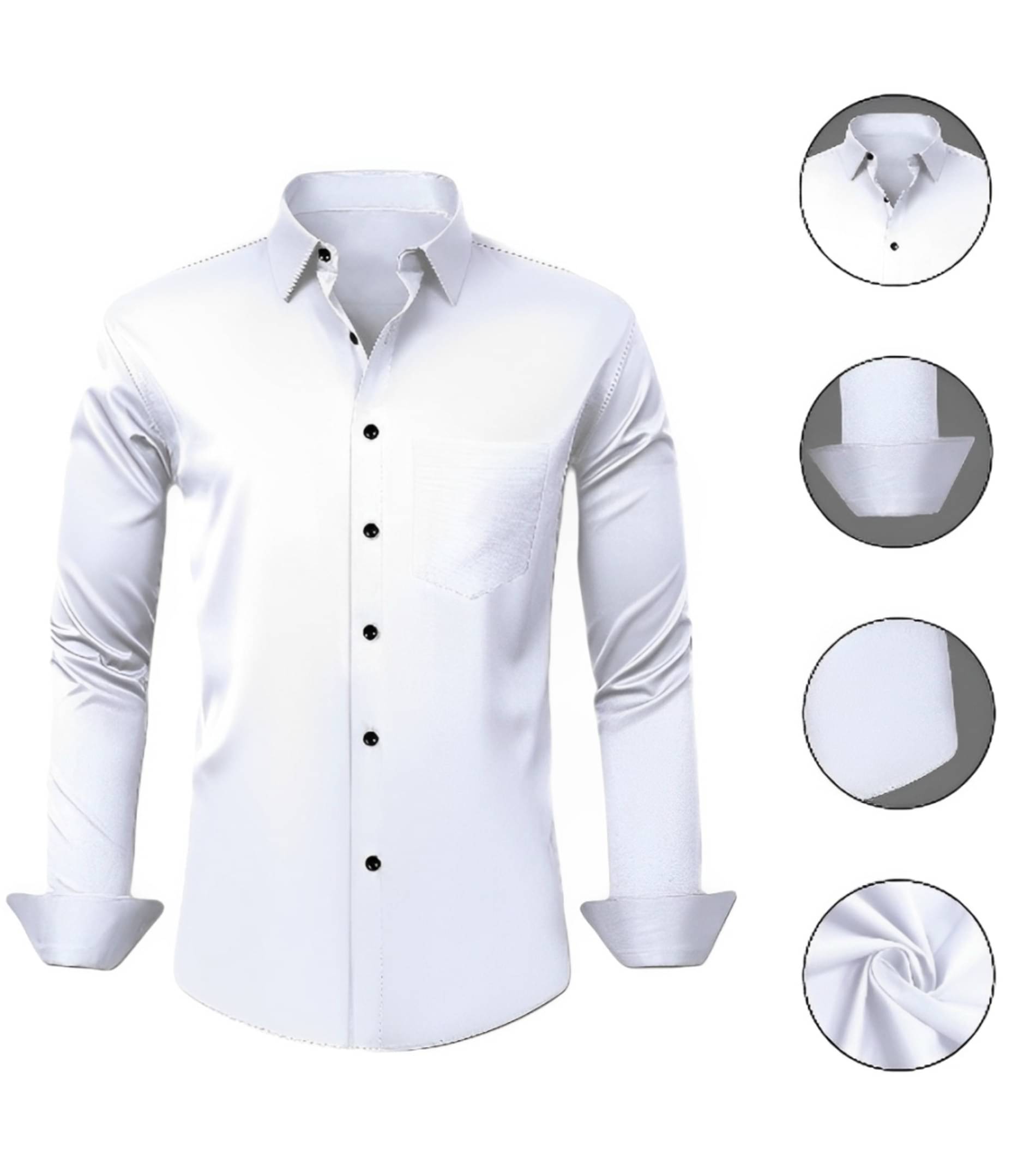 AITAVIK OVERSEAS Poly Cotton Regular Fit Solids Full Sleeves Men's Casual Shirt - White ( Pack of 1 )     			AITAVIK OVERSEAS Poly Cotton Regular Fit Solids Full Sleeves Men's Casual Shirt - White ( Pack of 1 )