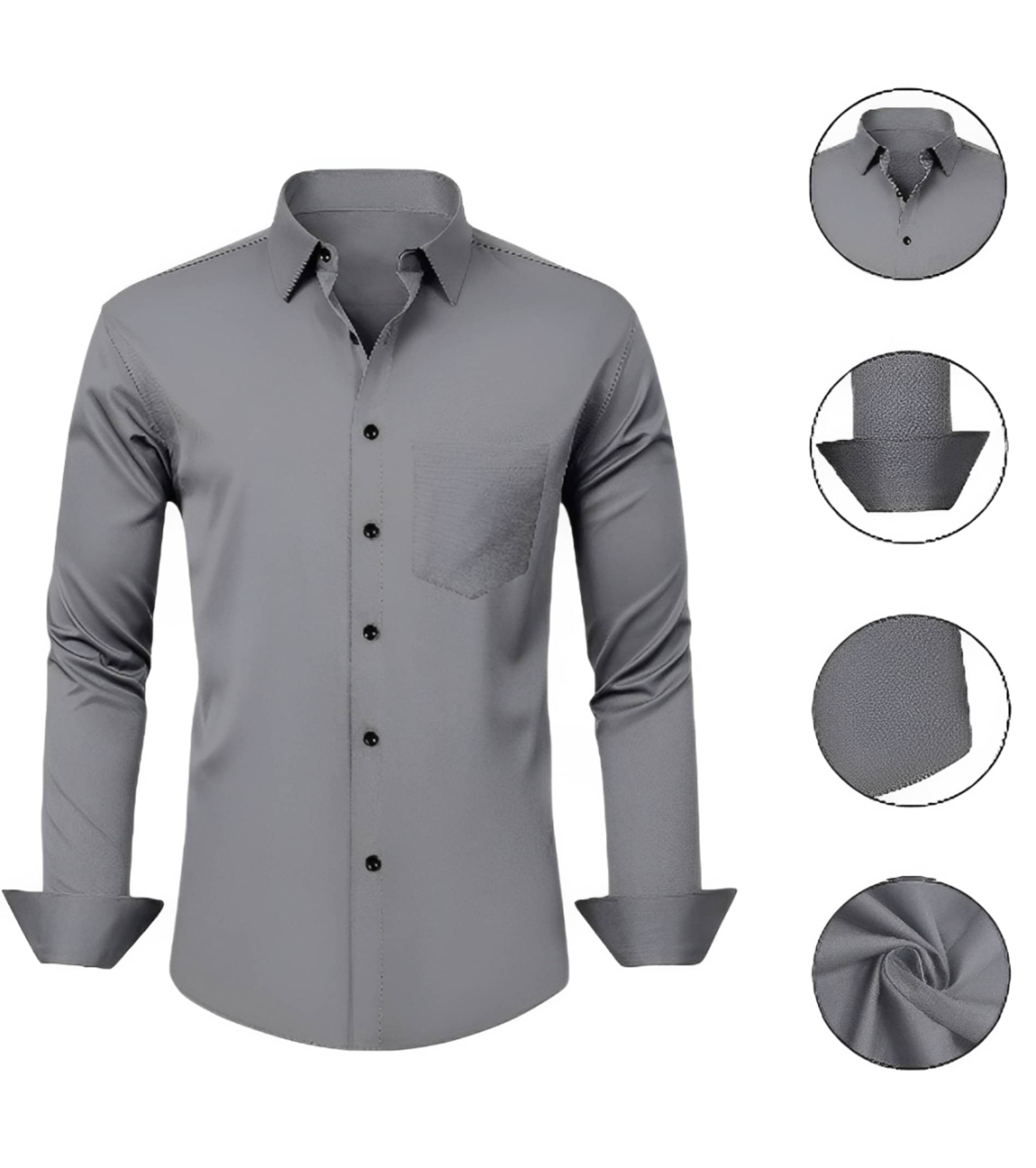     			AITAVIK OVERSEAS Poly Cotton Regular Fit Solids Full Sleeves Men's Casual Shirt - Grey ( Pack of 1 )