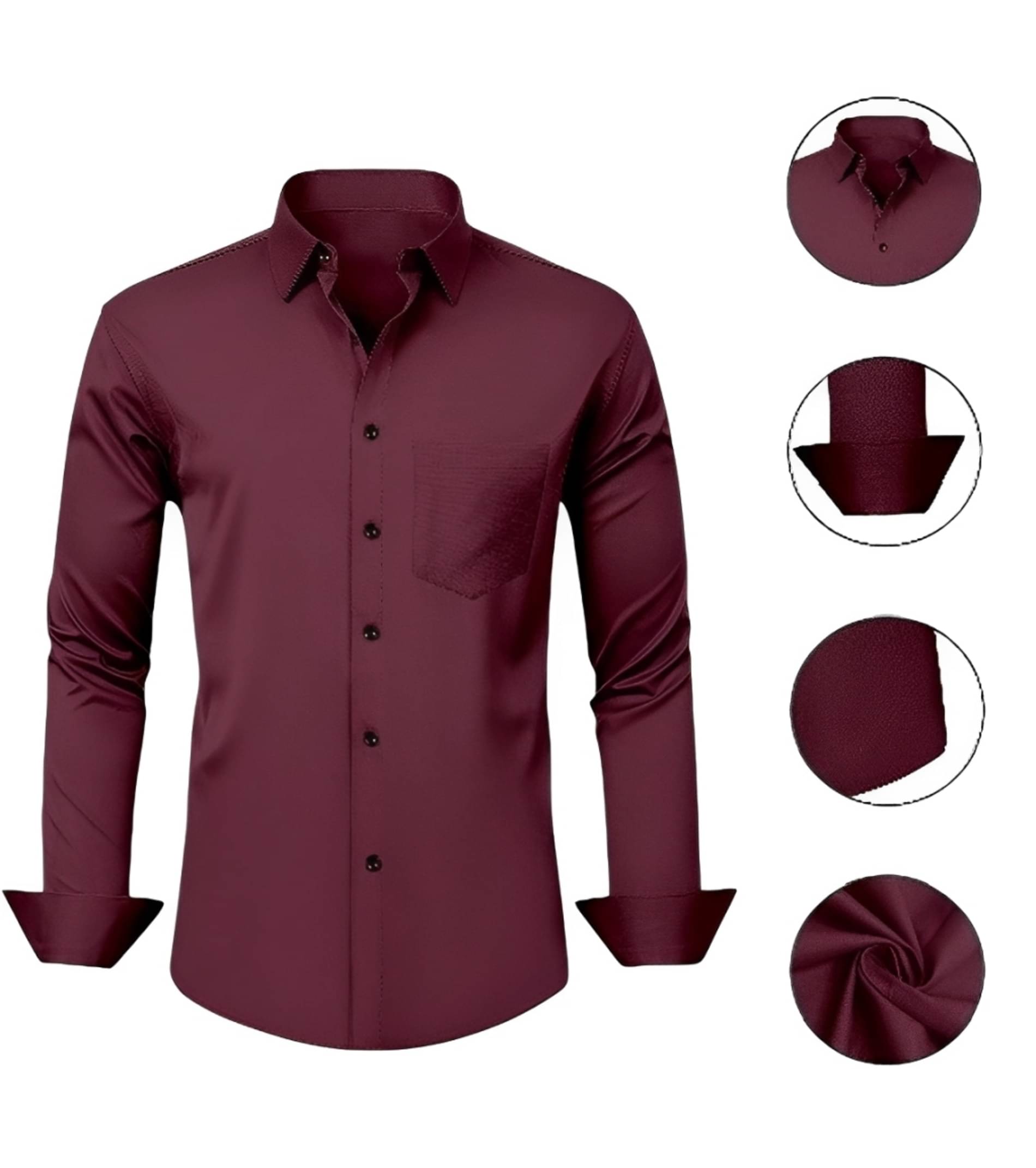     			AITAVIK OVERSEAS Poly Cotton Regular Fit Solids Full Sleeves Men's Casual Shirt - Maroon ( Pack of 1 )