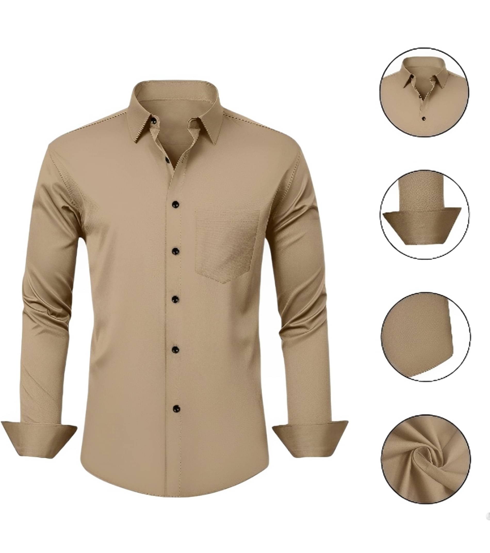     			AITAVIK OVERSEAS Poly Cotton Regular Fit Solids Full Sleeves Men's Casual Shirt - Beige ( Pack of 1 )