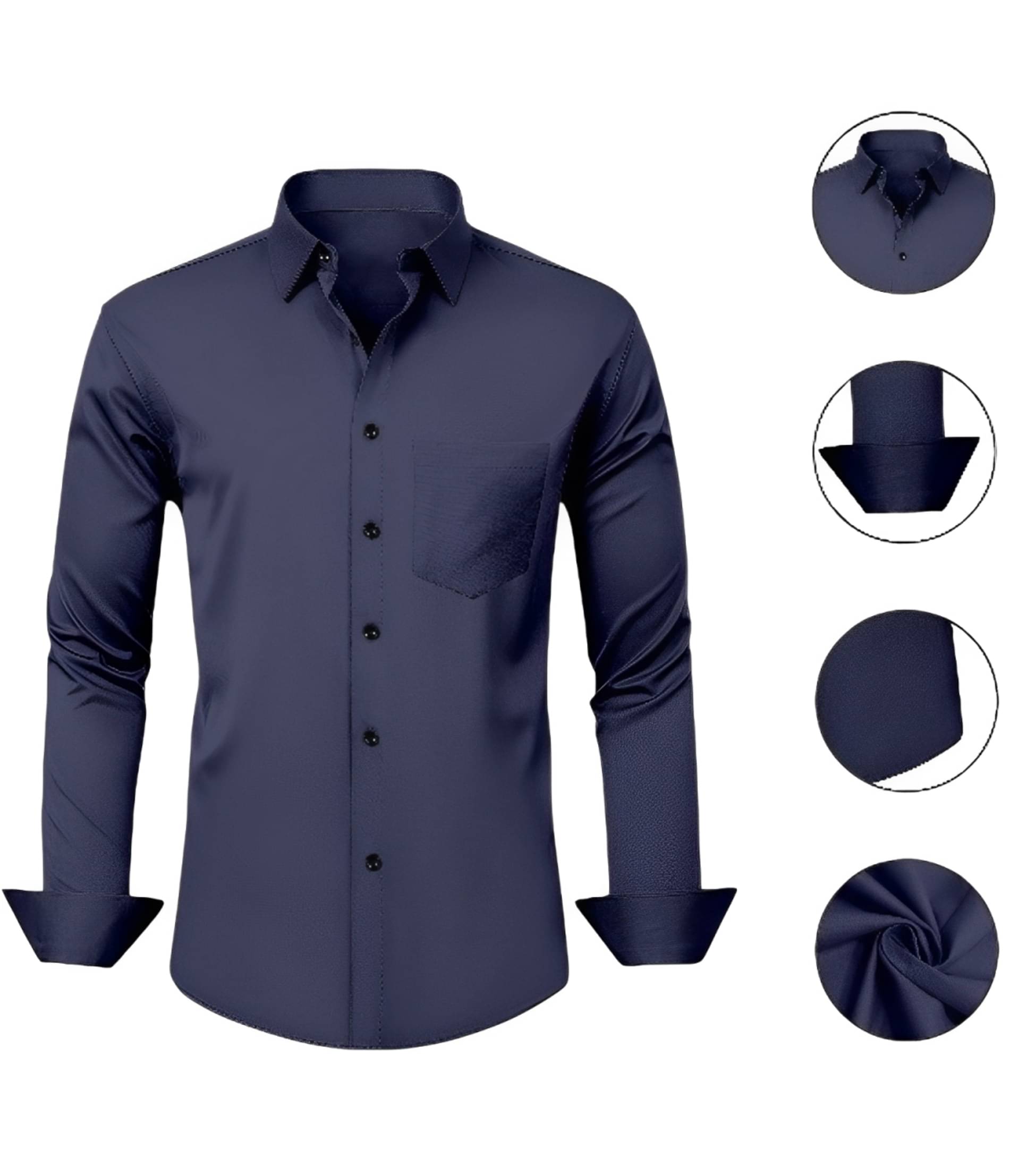     			AITAVIK OVERSEAS Poly Cotton Regular Fit Solids Full Sleeves Men's Casual Shirt - Navy Blue ( Pack of 1 )
