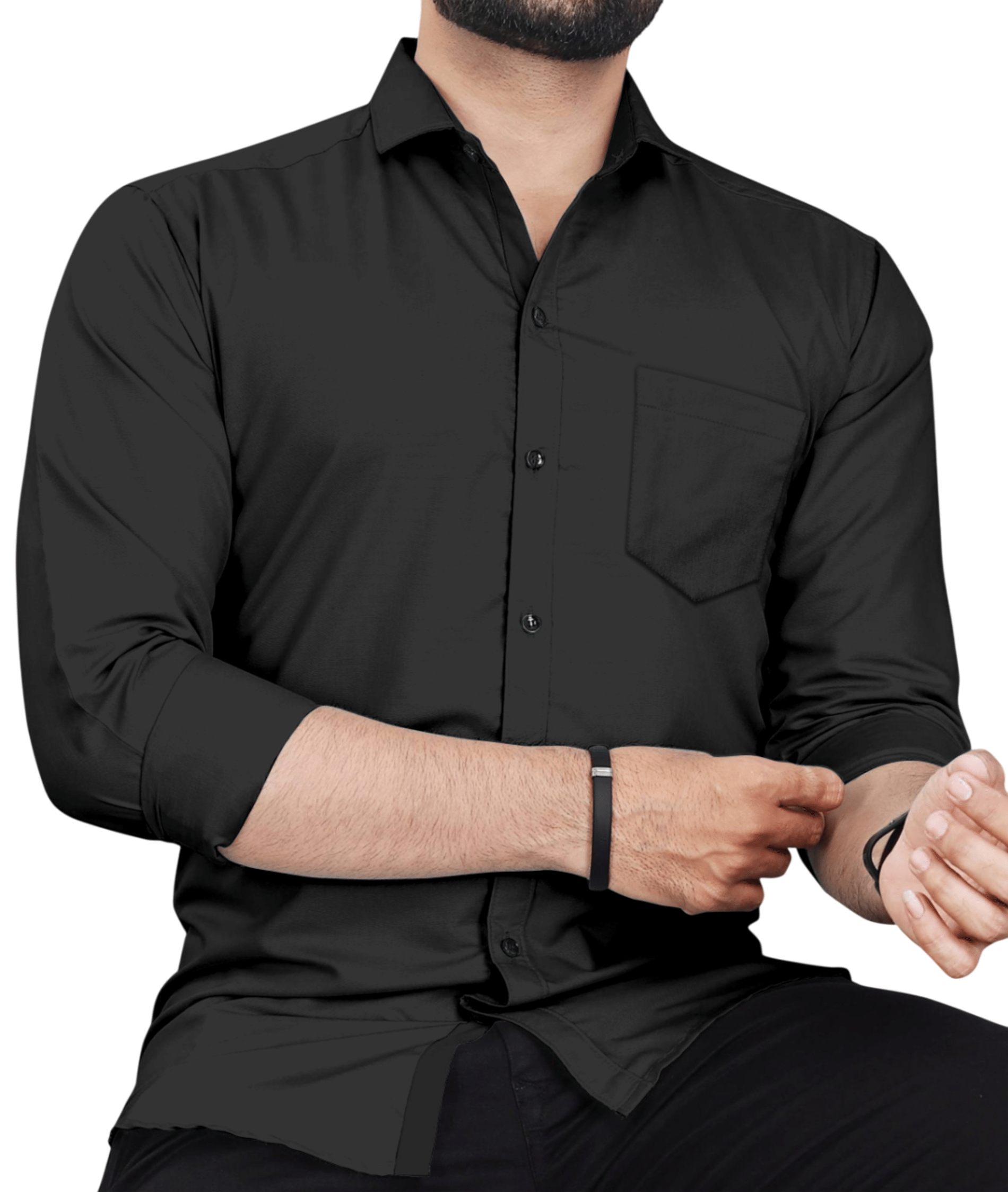     			AITAVIK OVERSEAS Poly Cotton Regular Fit Solids Full Sleeves Men's Casual Shirt - Black ( Pack of 1 )