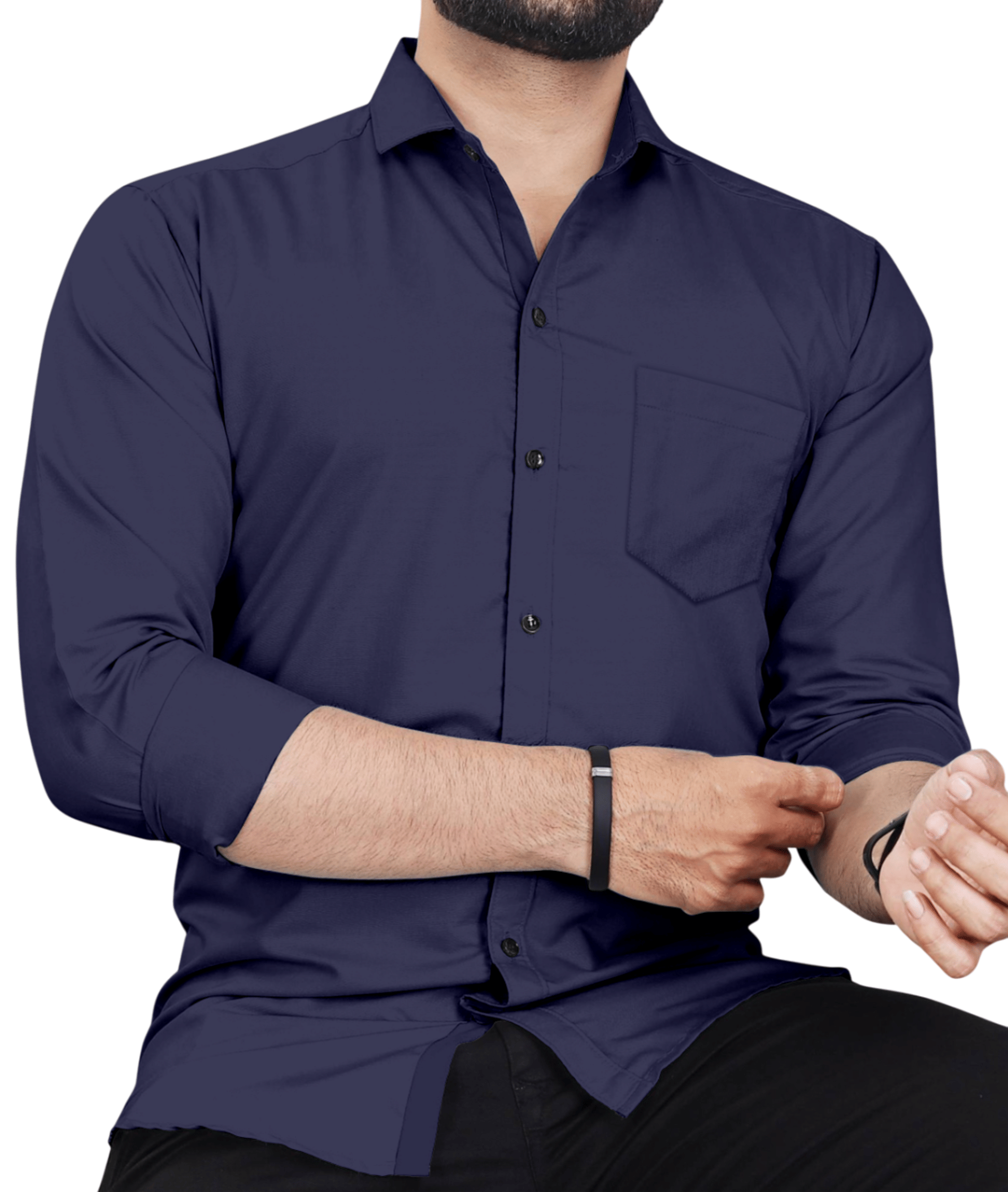     			AITAVIK OVERSEAS Poly Cotton Regular Fit Solids Full Sleeves Men's Casual Shirt - Navy Blue ( Pack of 1 )