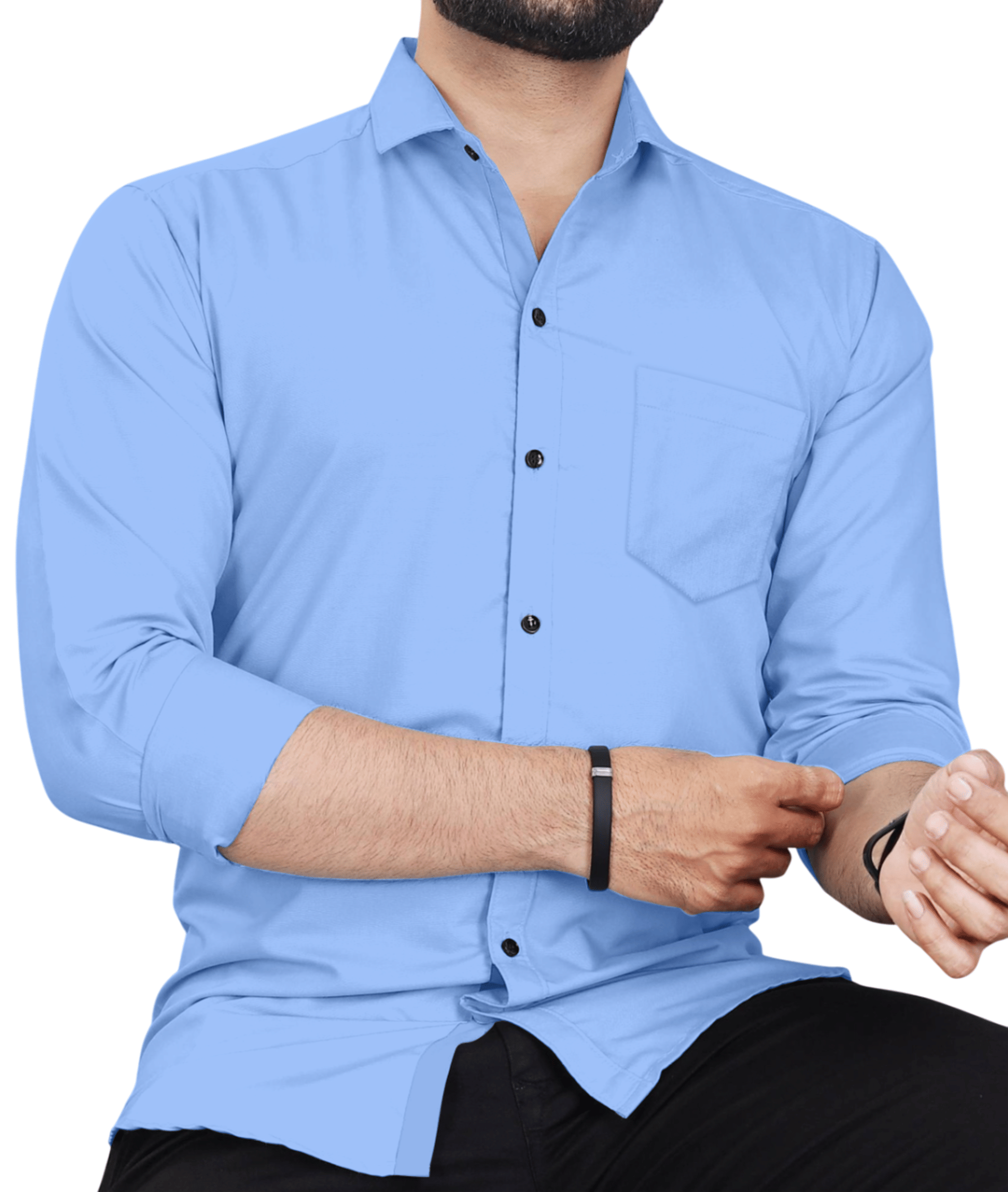     			AITAVIK OVERSEAS Poly Cotton Regular Fit Solids Full Sleeves Men's Casual Shirt - Aqua Blue ( Pack of 1 )