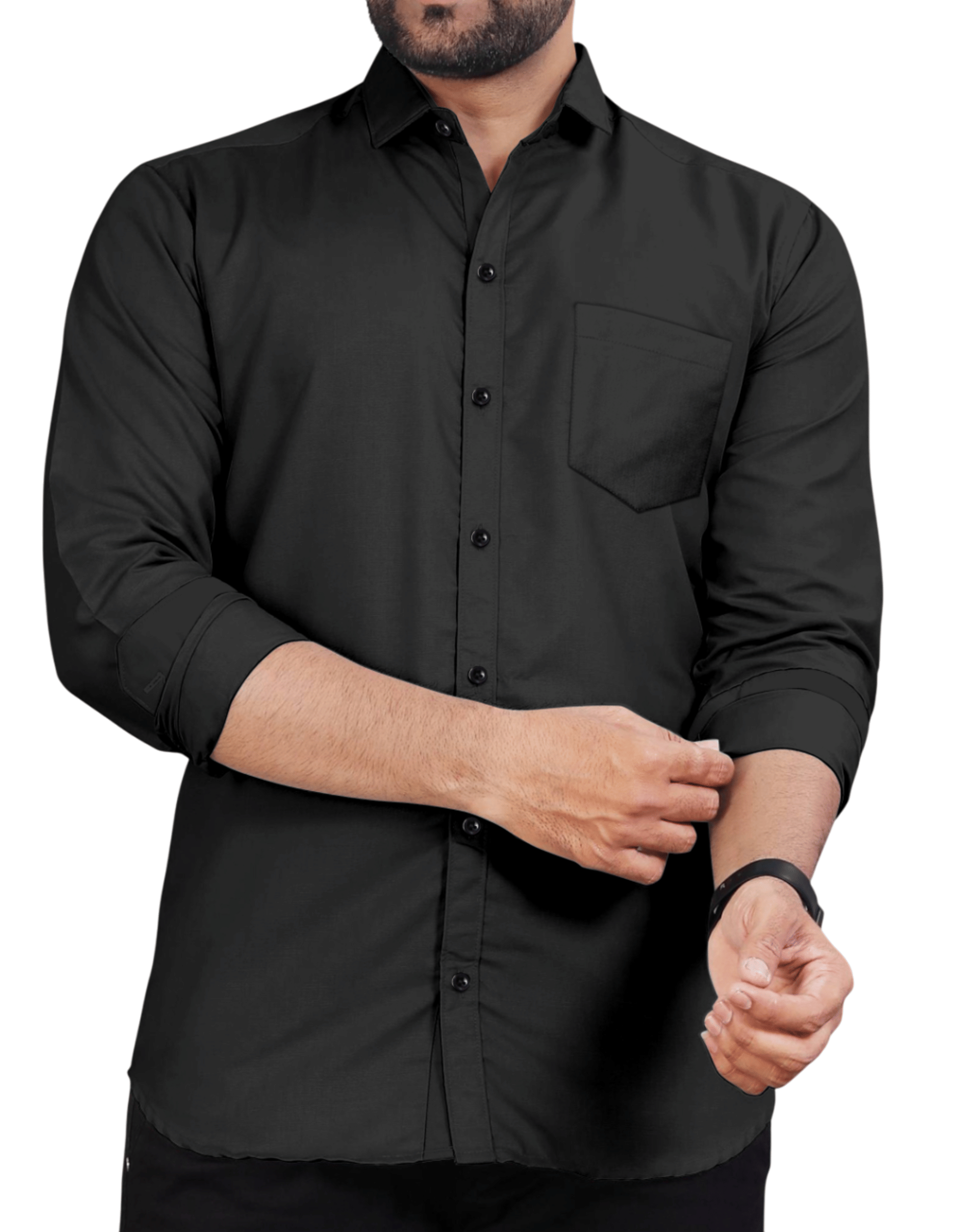     			AITAVIK OVERSEAS Poly Cotton Regular Fit Solids Full Sleeves Men's Casual Shirt - Black ( Pack of 1 )