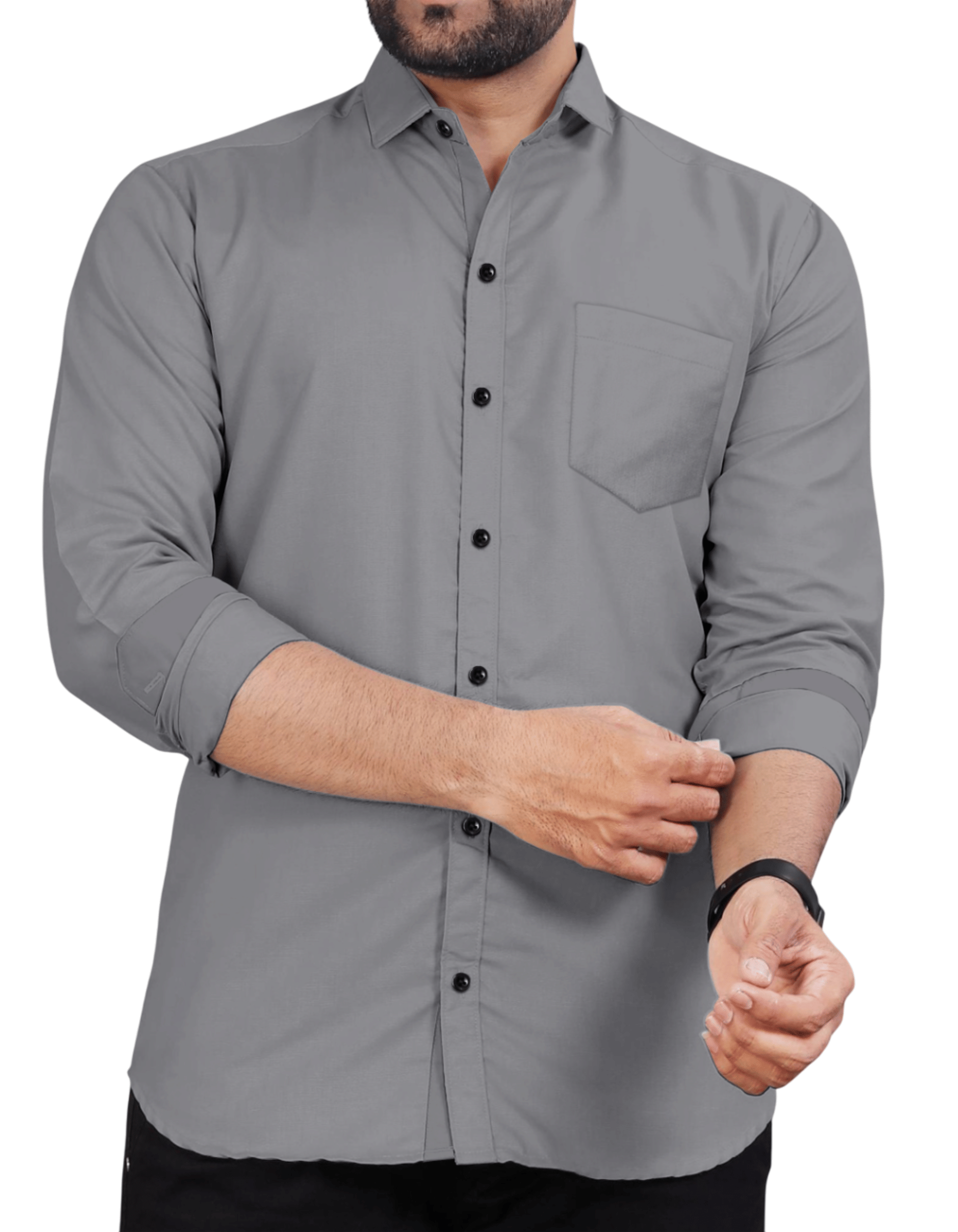     			AITAVIK OVERSEAS Poly Cotton Regular Fit Solids Full Sleeves Men's Casual Shirt - Grey ( Pack of 1 )