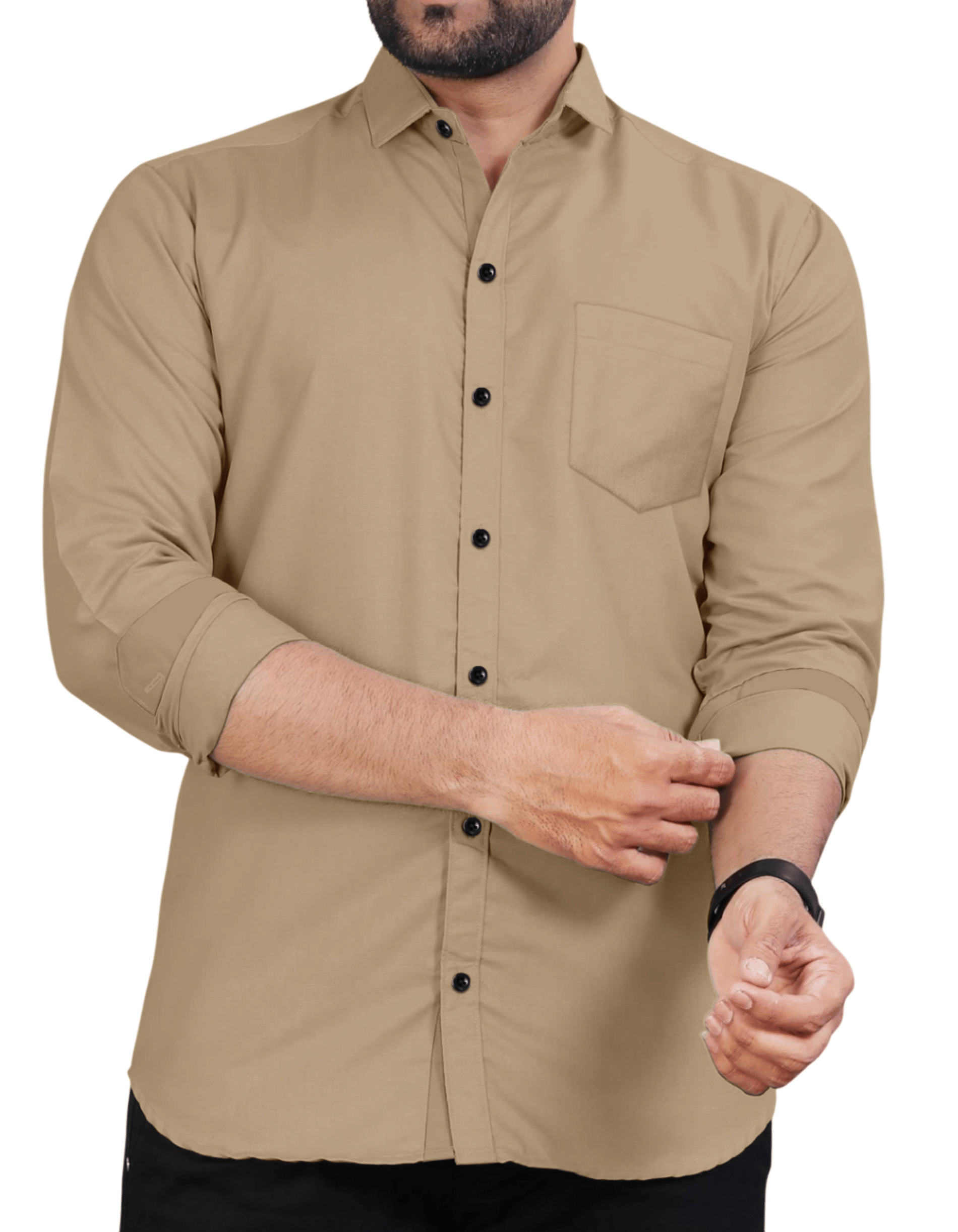     			AITAVIK OVERSEAS Poly Cotton Regular Fit Solids Full Sleeves Men's Casual Shirt - Beige ( Pack of 1 )