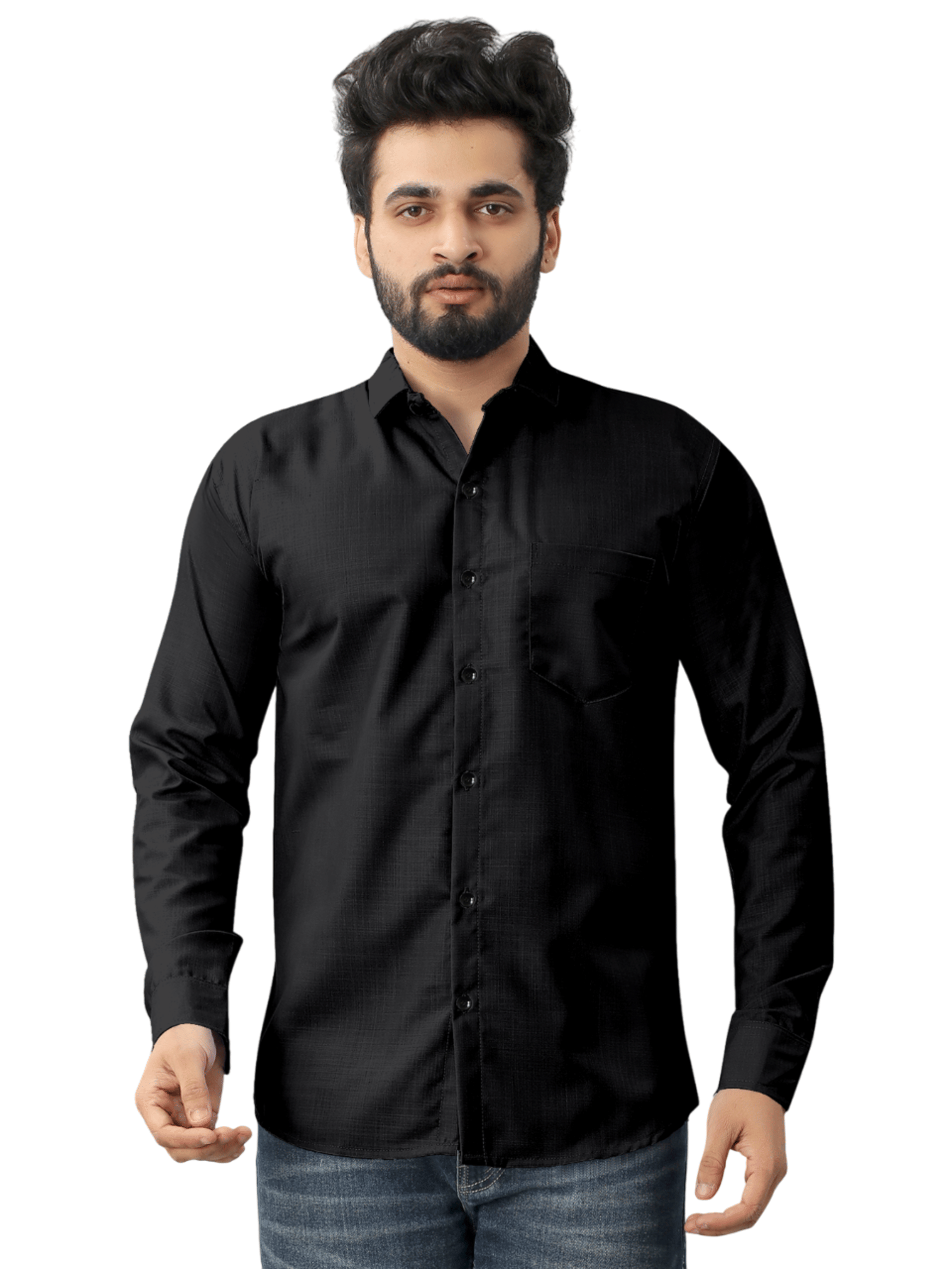     			AITAVIK OVERSEAS Poly Cotton Regular Fit Solids Full Sleeves Men's Casual Shirt - Black ( Pack of 1 )