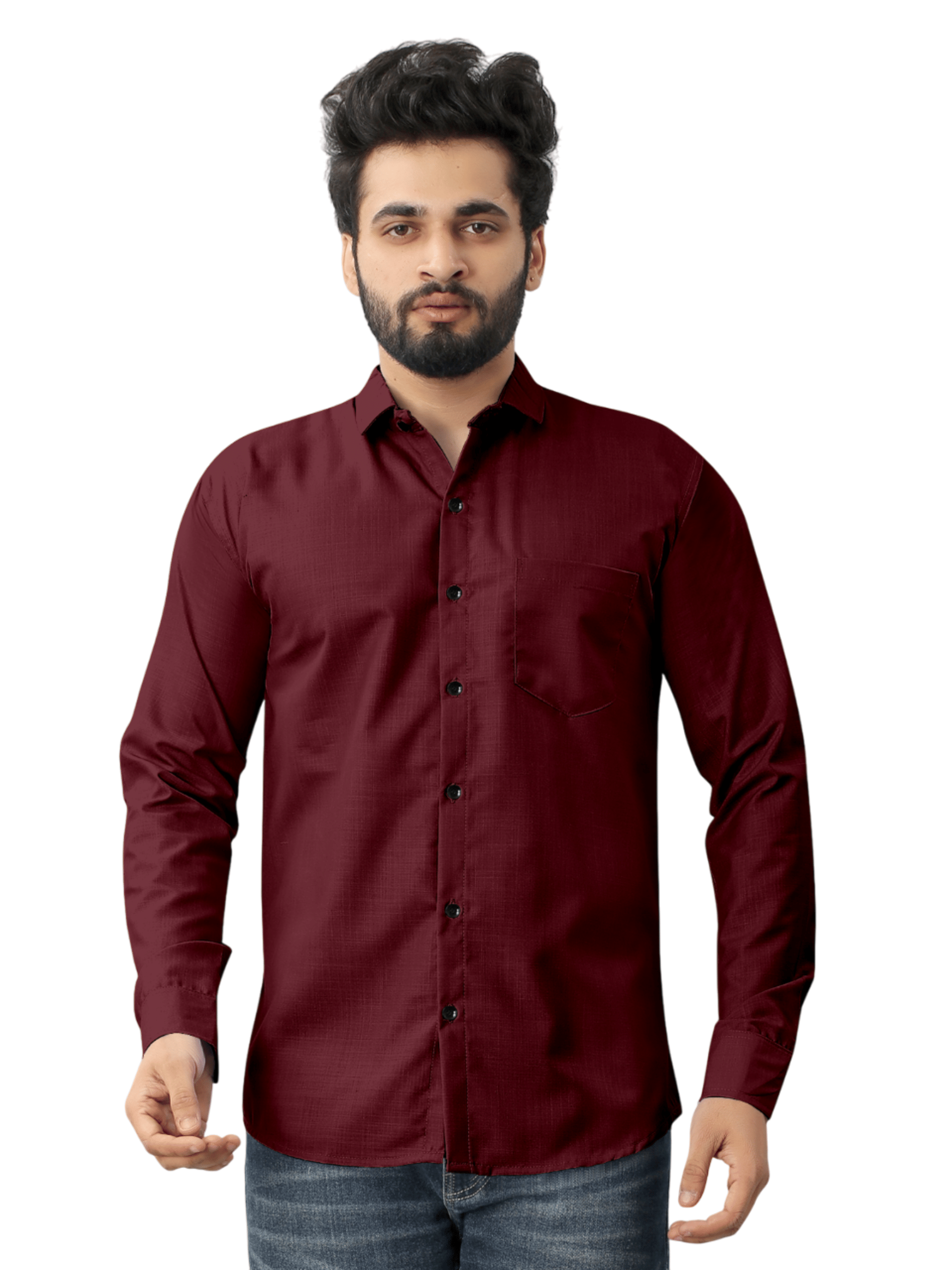 AITAVIK OVERSEAS Poly Cotton Regular Fit Solids Full Sleeves Men's Casual Shirt - Maroon ( Pack of 1 ) AITAVIK OVERSEAS Poly Cotton Regular Fit Solids Full Sleeves Men's Casual Shirt - Maroon ( Pack of 1 )