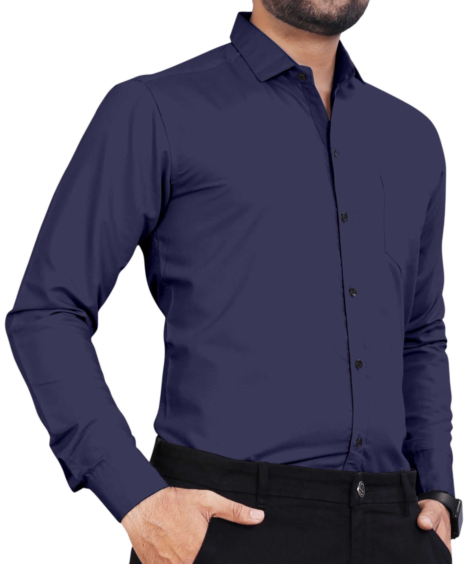     			AITAVIK Poly Cotton Regular Fit Solids Full Sleeves Men's Casual Shirt - Navy Blue ( Pack of 1 )