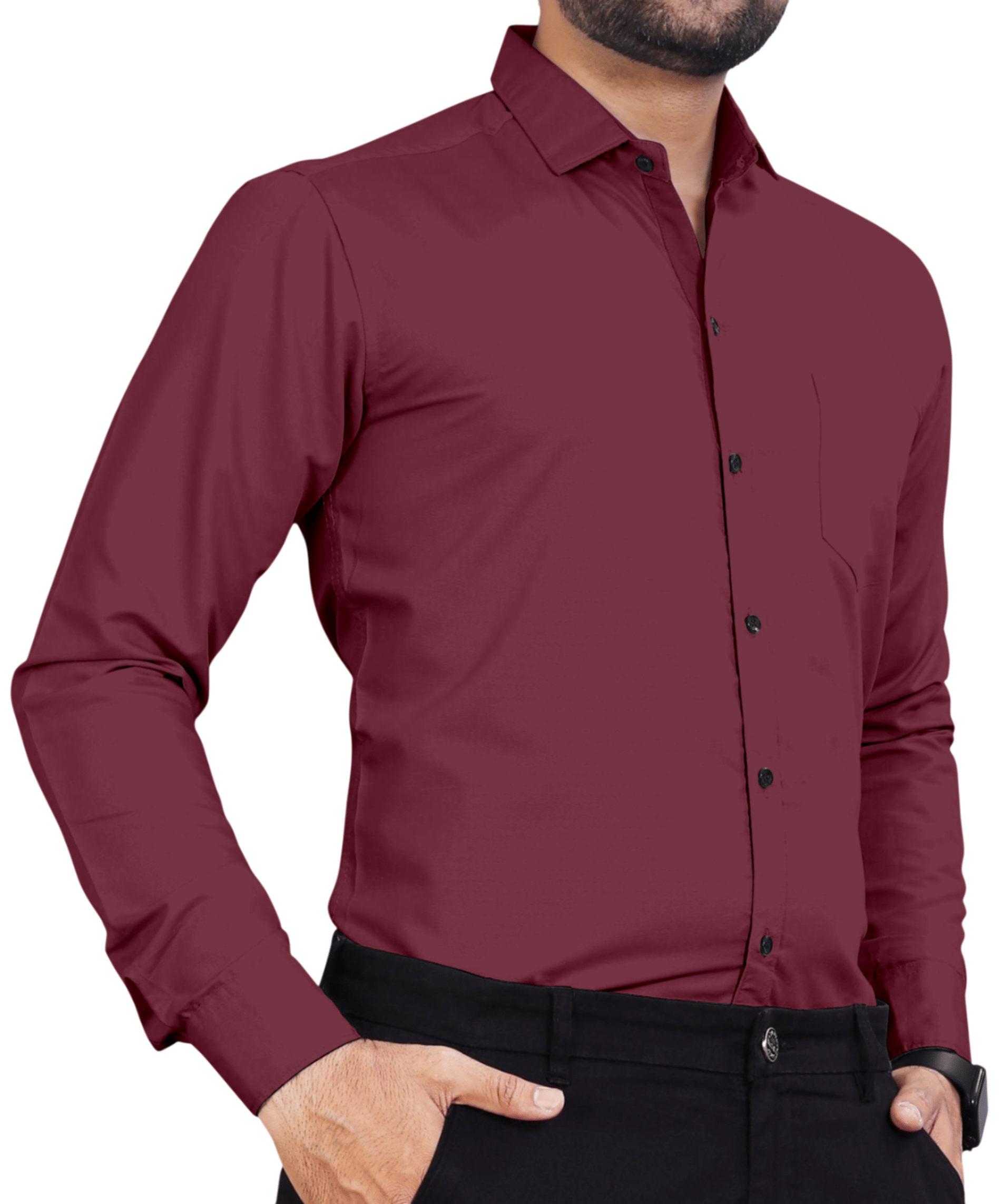     			AITAVIK Poly Cotton Regular Fit Solids Full Sleeves Men's Casual Shirt - Maroon ( Pack of 1 )