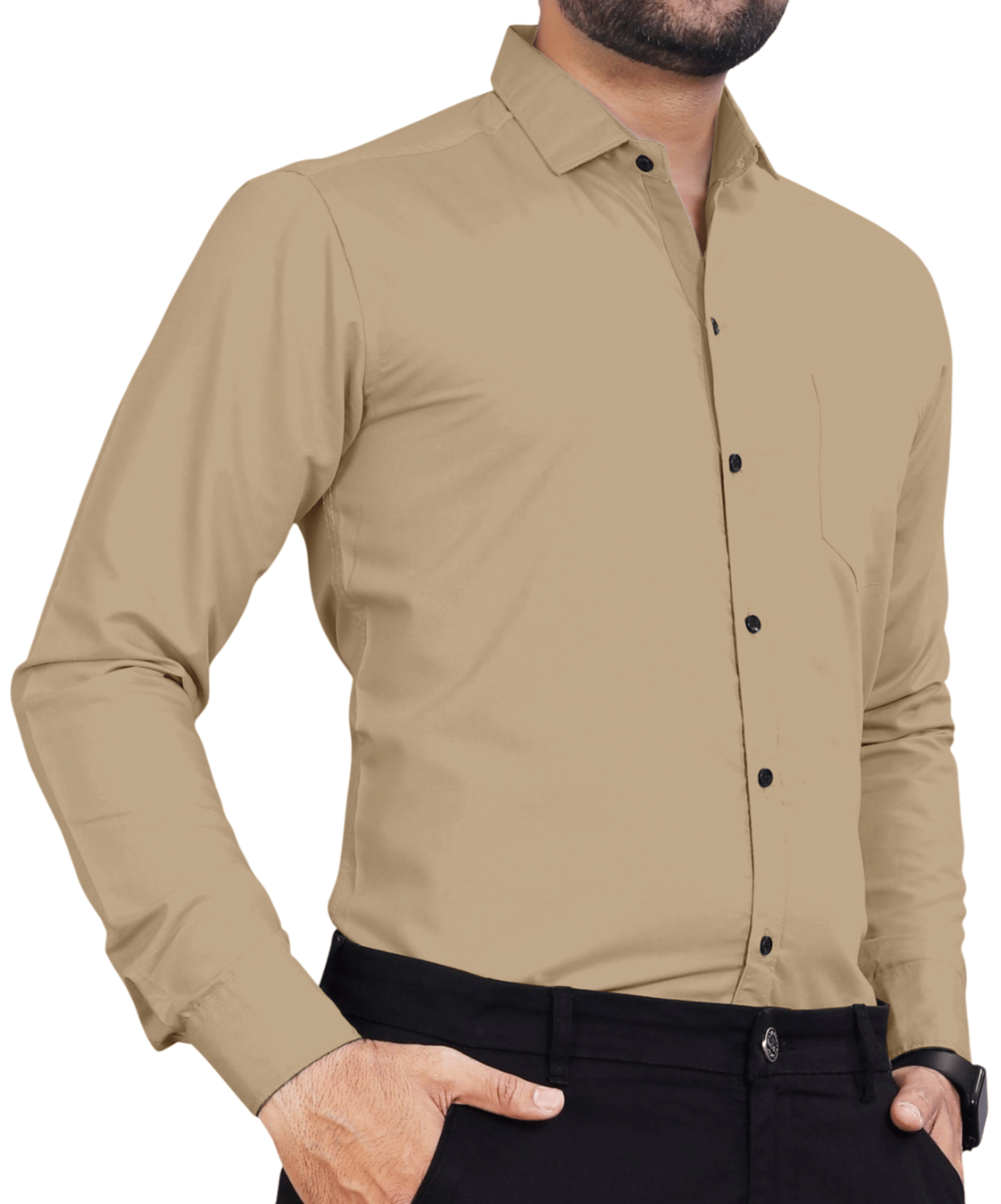     			AITAVIK Poly Cotton Regular Fit Solids Full Sleeves Men's Casual Shirt - Beige ( Pack of 1 )
