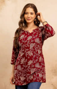 AK FASHION MALL Women Viscose Blend Printed Straight Kurti ( Maroon ) - Kurtis, Tunics | Buy online on ZillyBuy