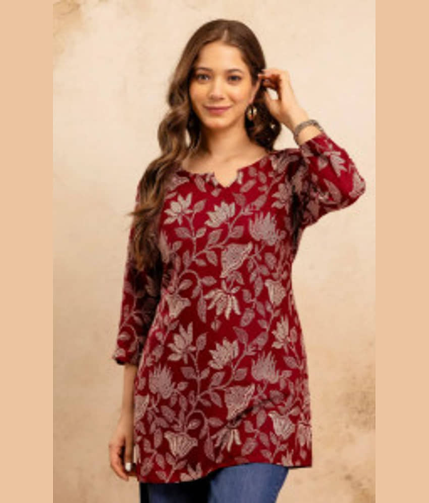 AK FASHION MALL Women Viscose Blend Printed Straight Kurti ( Maroon ) - Kurtis, Tunics | Buy online on ZillyBuy