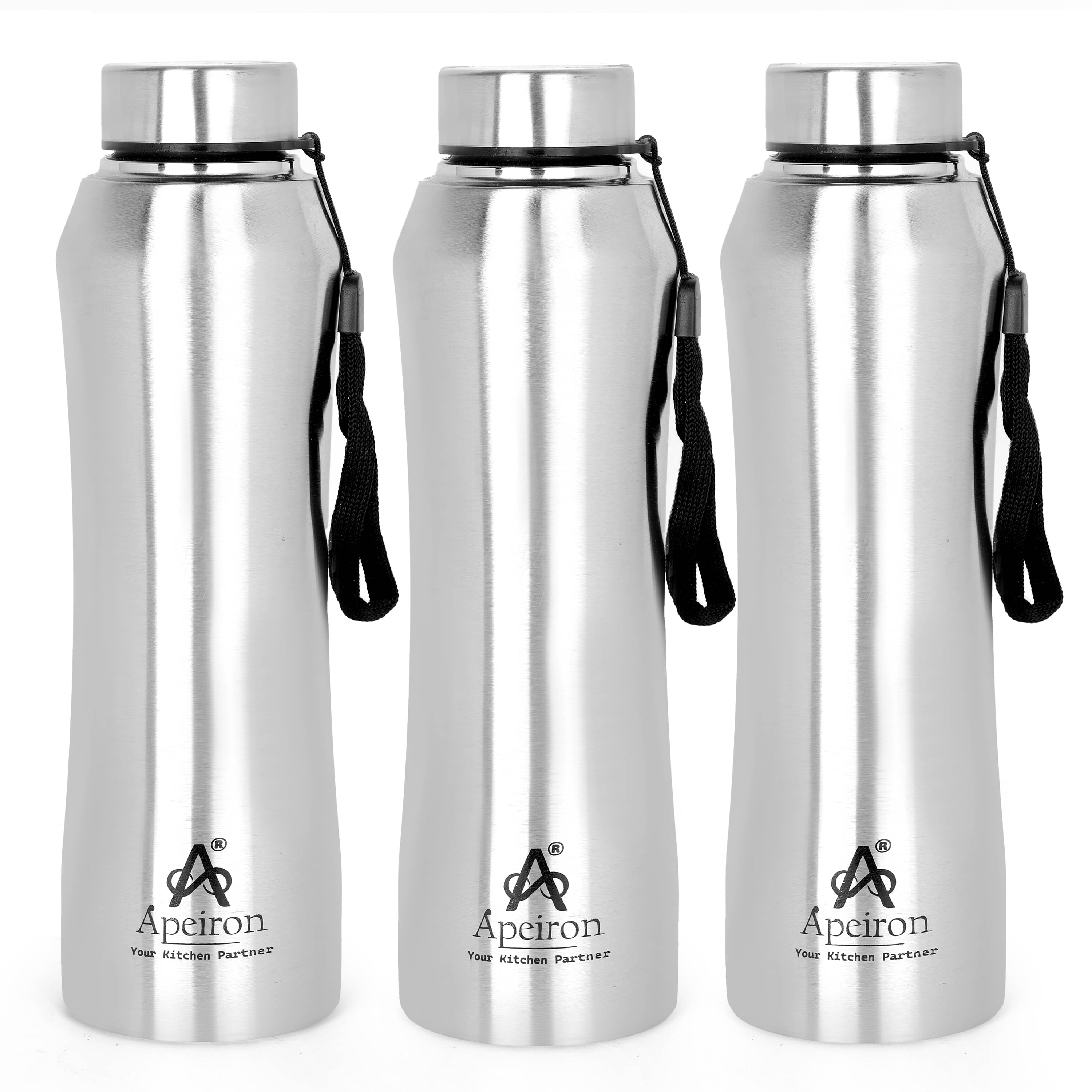     			APEIRON Single Wall Bottle  Silver Stainless Steel Fridge Water Bottle 1000 mL ( Set of 3 )