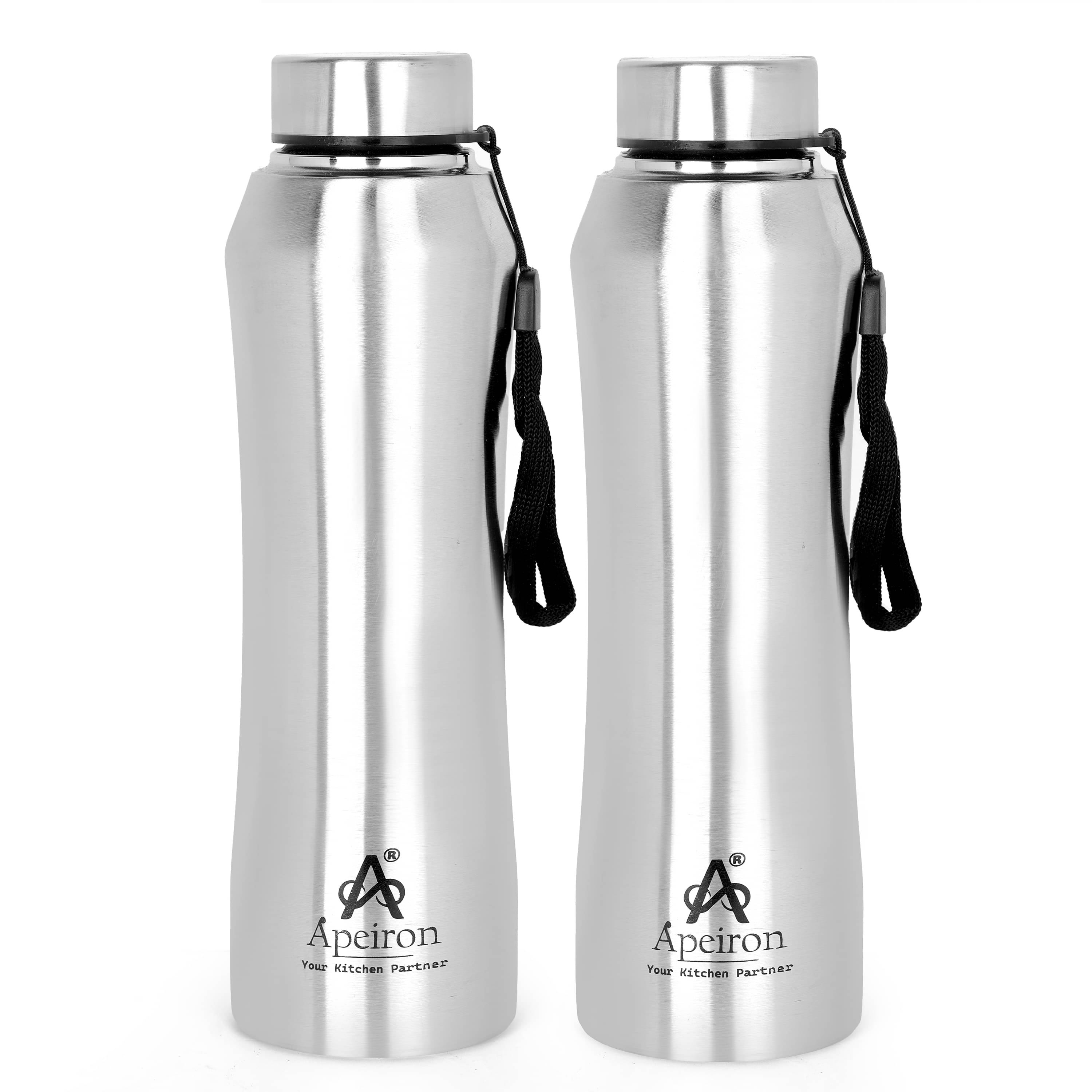 APEIRON Single Wall Bottle  Silver Stainless Steel Fridge Water Bottle 1000 mL ( Set of 2 )     			APEIRON Single Wall Bottle  Silver Stainless Steel Fridge Water Bottle 1000 mL ( Set of 2 )