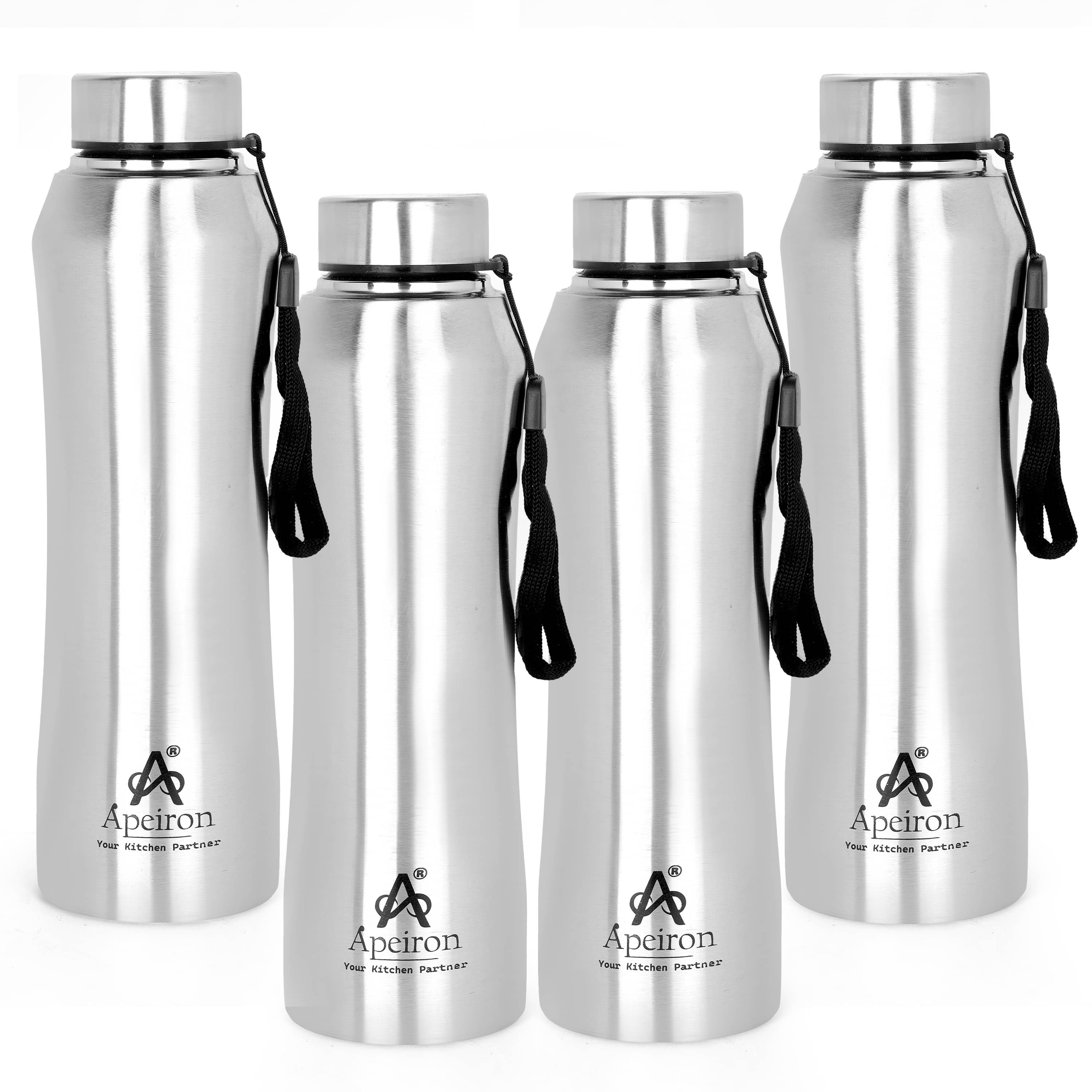 APEIRON Single Wall Bottle Silver Stainless Steel Fridge Water Bottle 1000 mL ( Set of 4 ) APEIRON Single Wall Bottle Silver Stainless Steel Fridge Water Bottle 1000 mL ( Set of 4 )