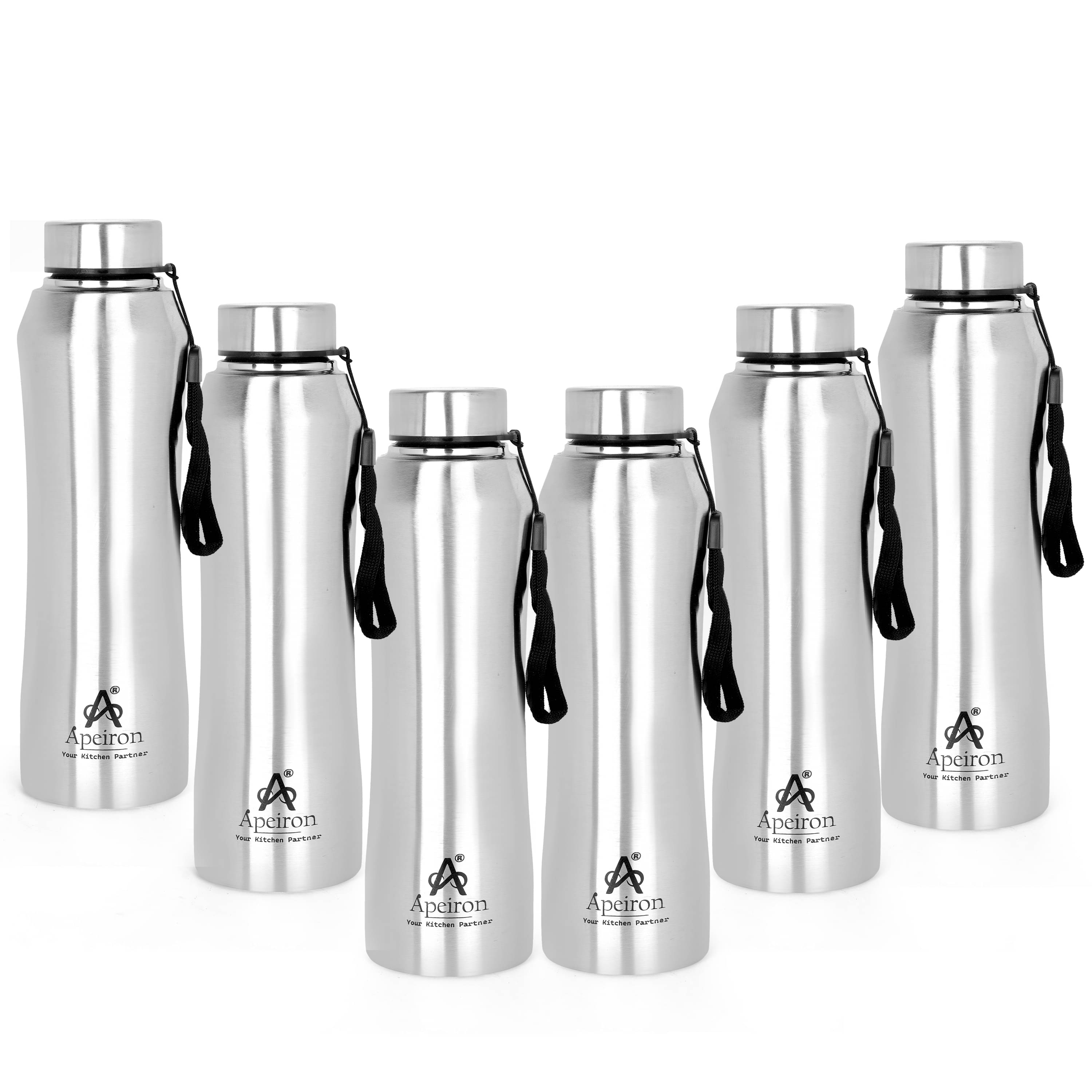 APEIRON Single Wall Bottle Silver Stainless Steel Fridge Water Bottle 1000 mL ( Set of 6 ) APEIRON Single Wall Bottle Silver Stainless Steel Fridge Water Bottle 1000 mL ( Set of 6 )