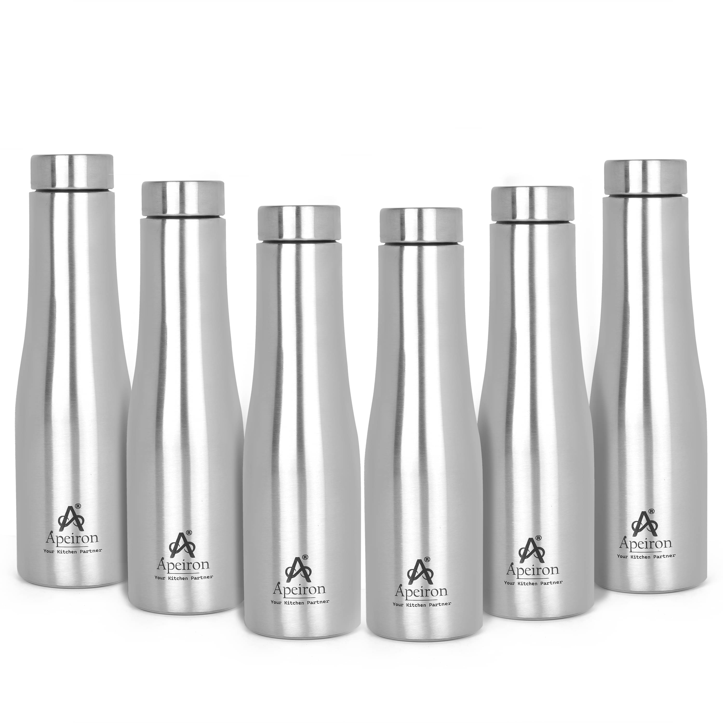 APEIRON Single Wall Bottle Silver Stainless Steel Fridge Water Bottle 1000 mL ( Set of 6 ) APEIRON Single Wall Bottle Silver Stainless Steel Fridge Water Bottle 1000 mL ( Set of 6 )
